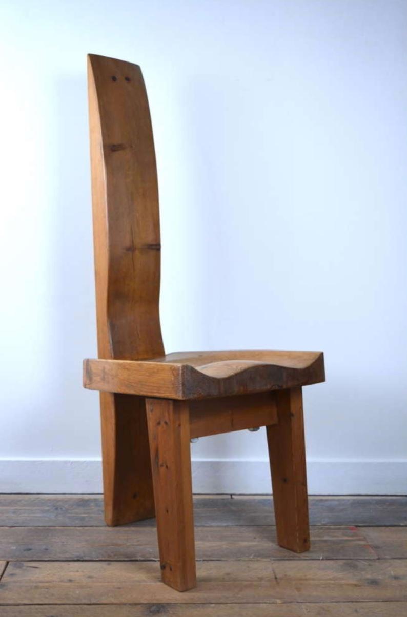 English Brutalist Pine Wood Chair