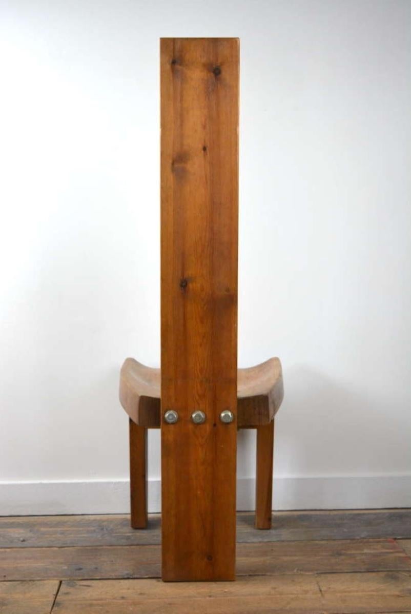 Mid-20th Century Brutalist Pine Wood Chair