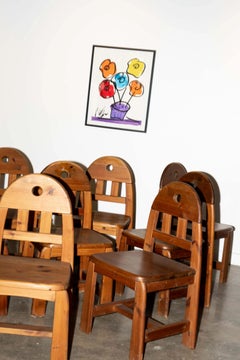 Brutalist Pine Wood Dining Chair by Wasa Mobel