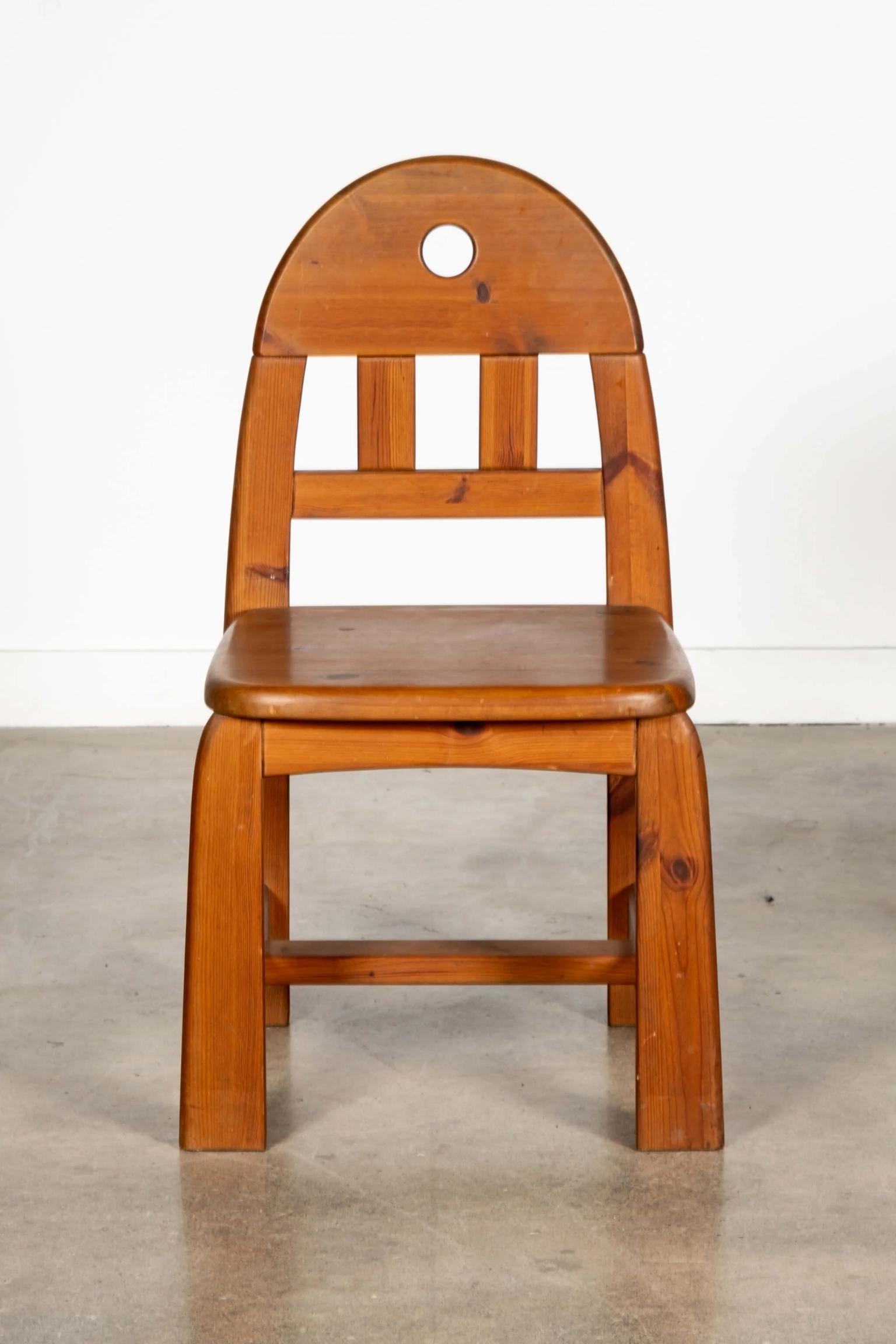 German Brutalist Pine Wood Dining Chair by Wasa Mobel For Sale