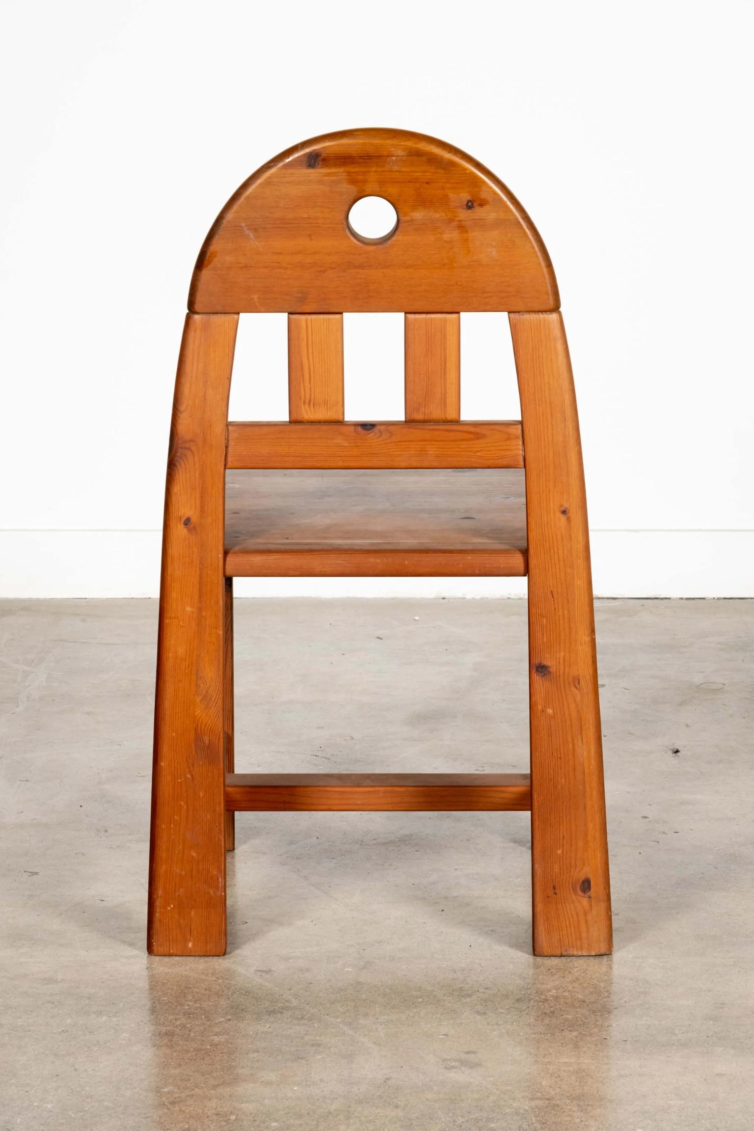 Late 20th Century Brutalist Pine Wood Dining Chair by Wasa Mobel For Sale