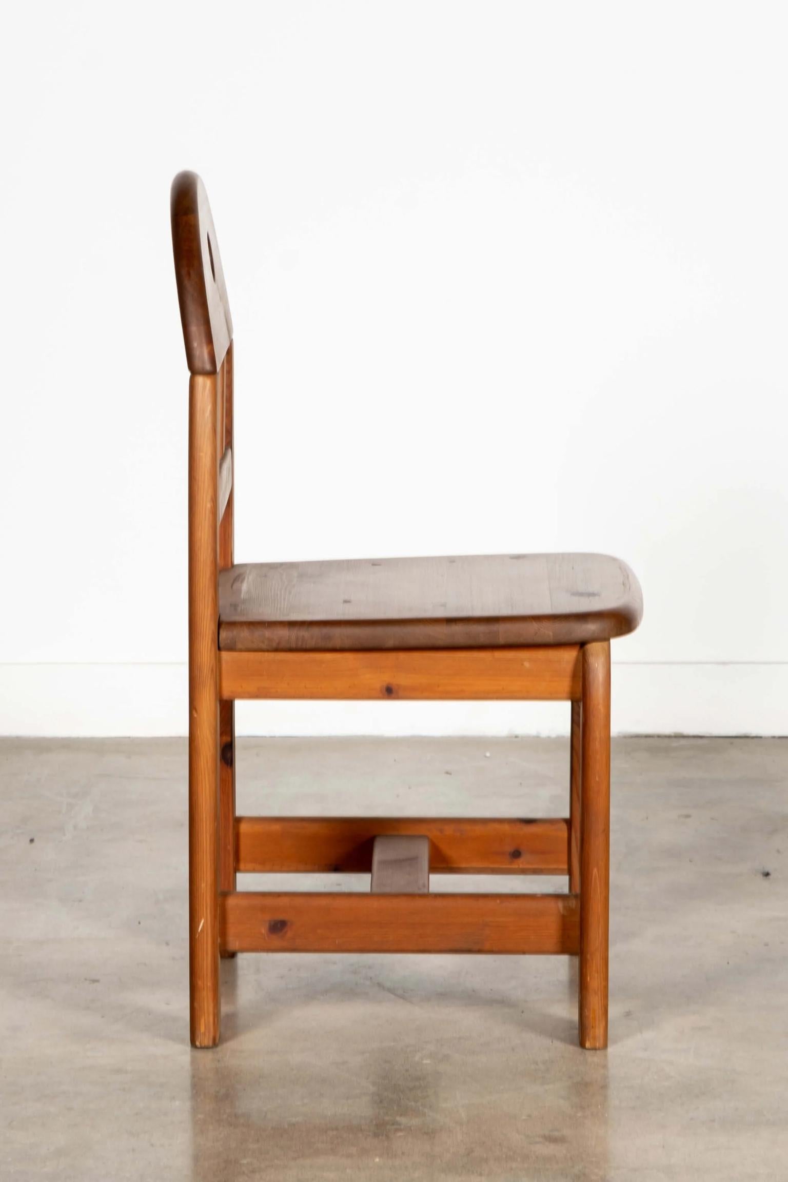 Brutalist Pine Wood Dining Chair by Wasa Mobel For Sale 1