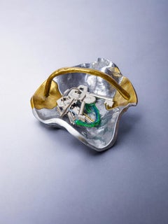 Brutalist pocket emptier by Art3, bronze and aluminum 1970, Spain