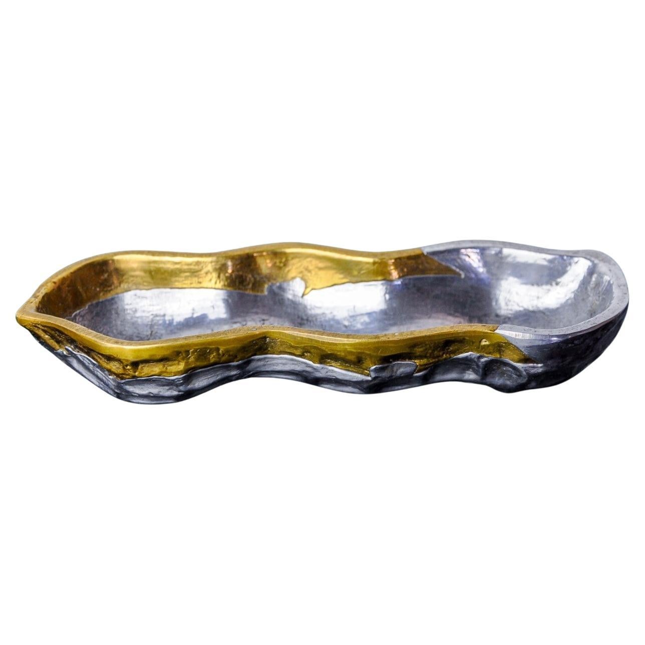 Brutalist pocket emptier by Art3, bronze and aluminum 1970, Spain For Sale