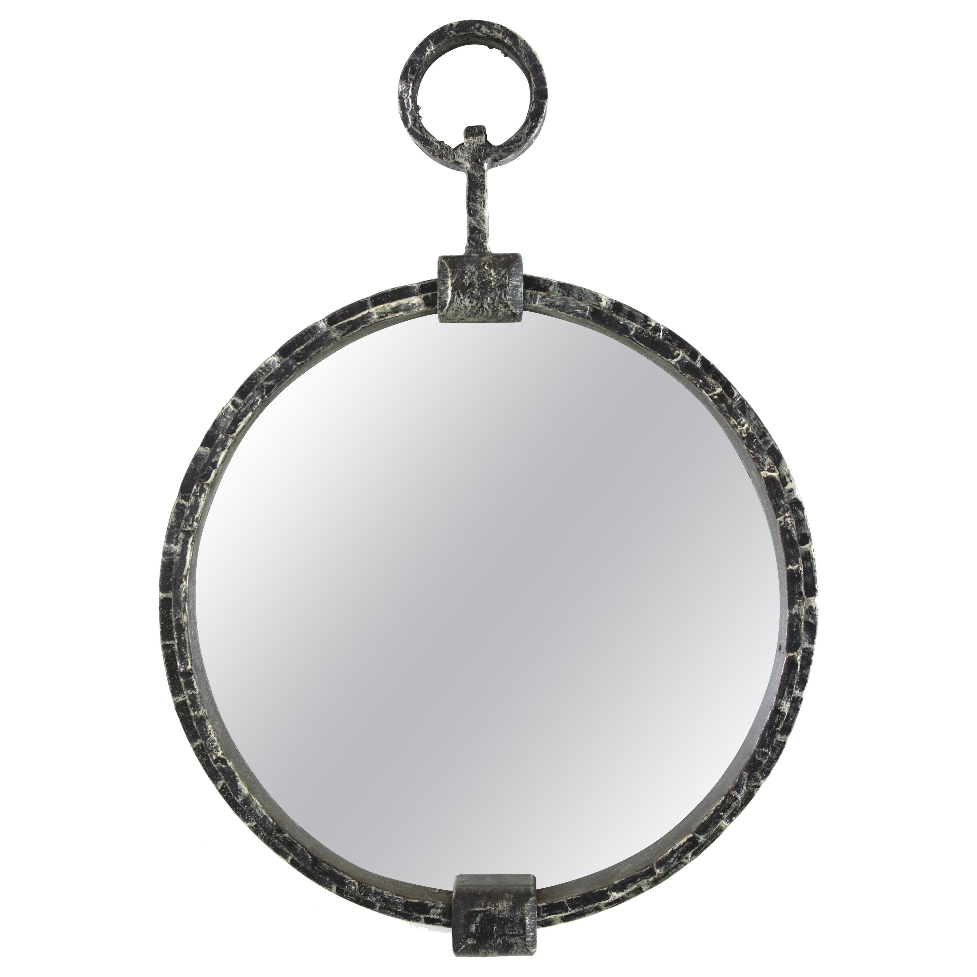 Miroir de poche brutaliste en fer forgé, Espagne, années 1950