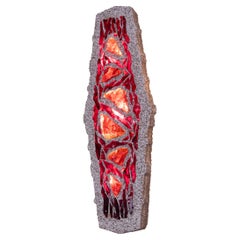 1 'of 2' Brutalist Poliarte 27" Wall Sconce Mosaic Concrete & Murano Glass, 1970