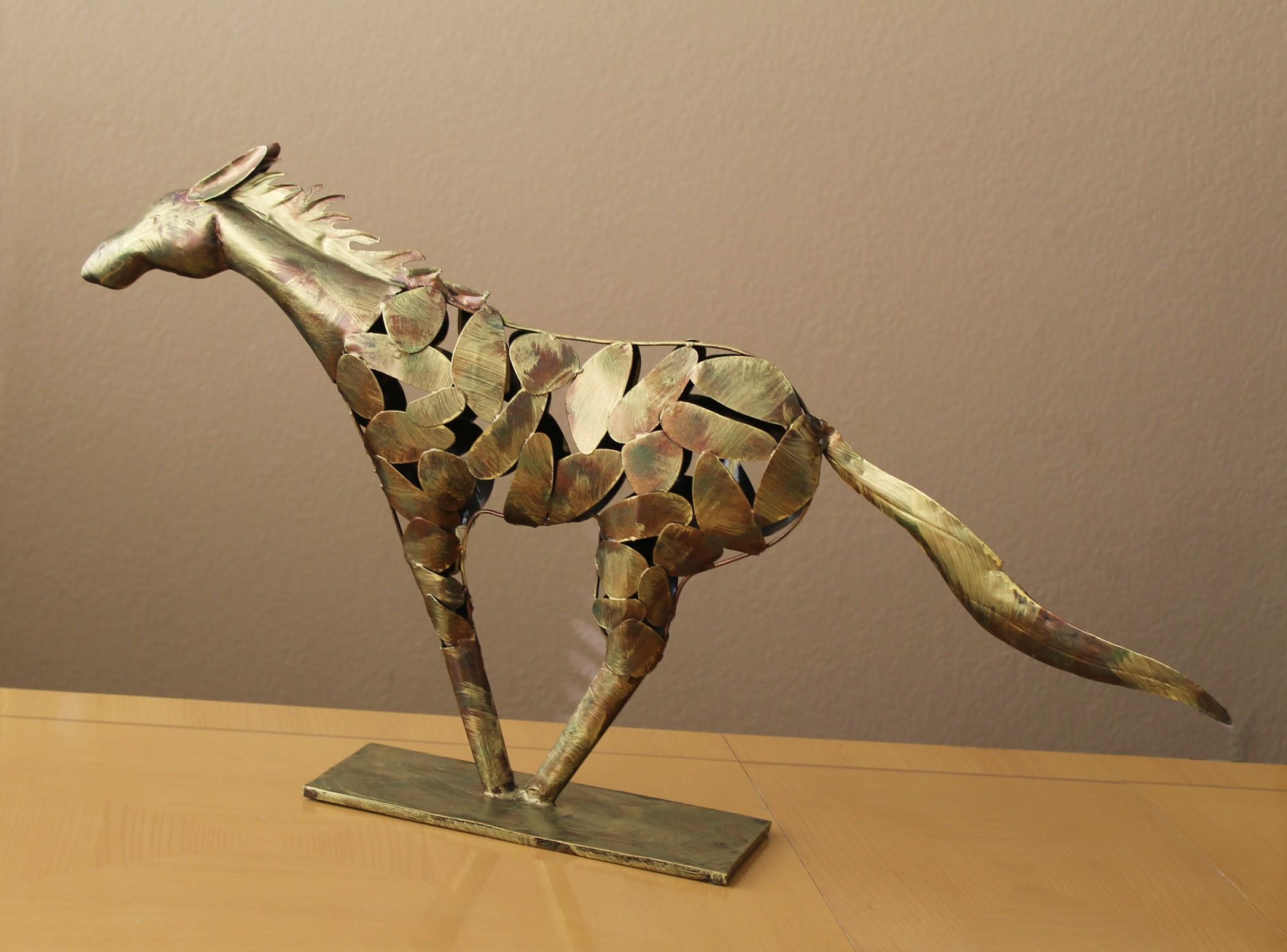 American Brutalist Polychromed Copper Direct Metal Horse Sculpture! Monumental 33