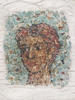 Brutalist Portrait done in Mosaic, attr. to Yugoslav artist Ratomir Gligorijevic