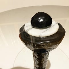 Mesa Auxiliar Postmoderna Brutalista de Jonathan Christian, Madera y Mármol, Francia