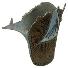 Brutalist Pottery Vase by California Artist Barry Parr Signed & Dated