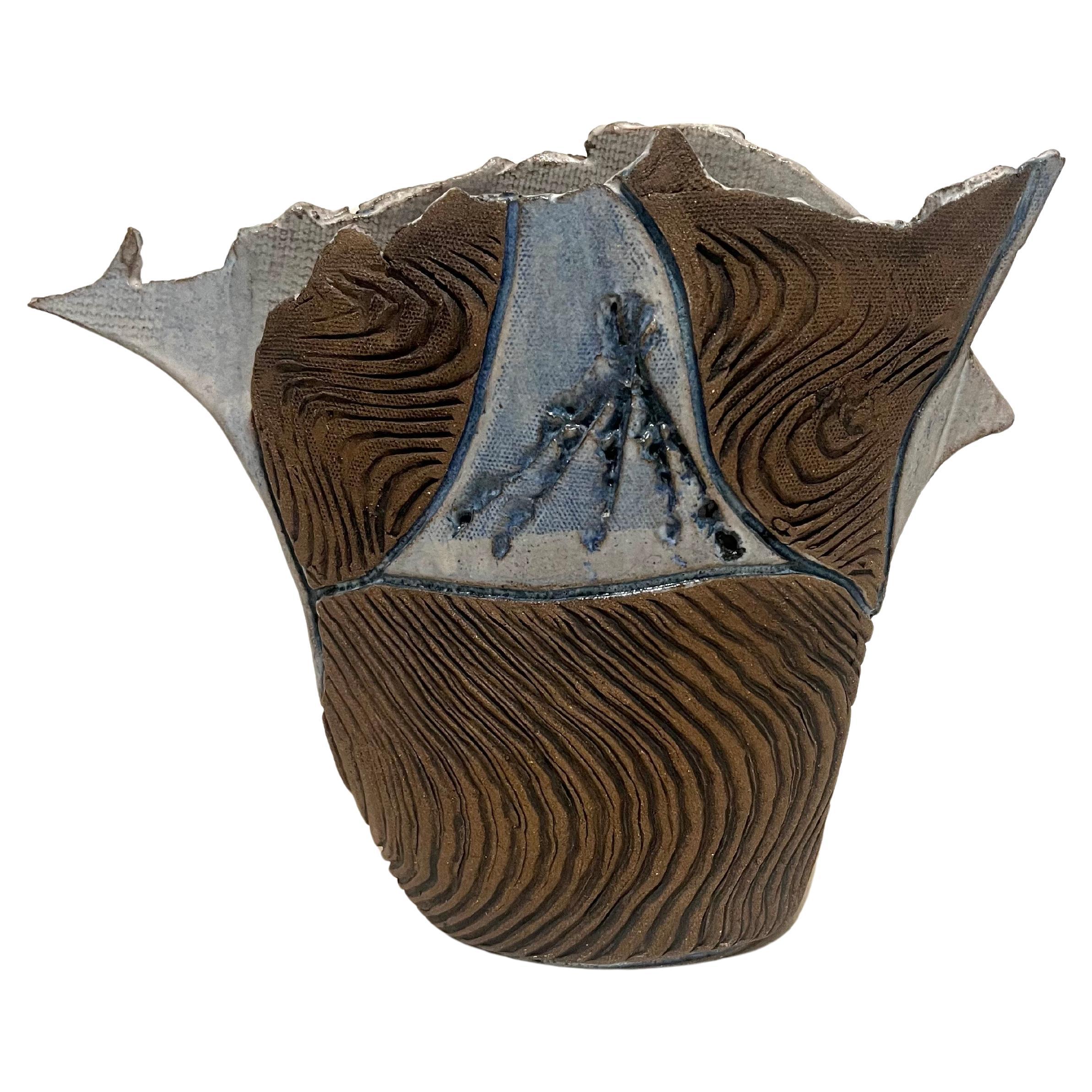 Brutalisme Brutalist Pottery Vase by California Artist Barry Parr Signed & Dated en vente