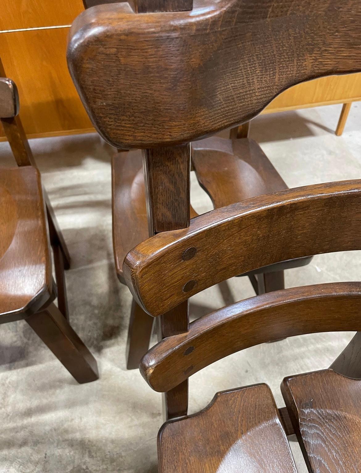 Brutalist Primitive Danish Oak Dining Scandinavian Chairs For Sale 3
