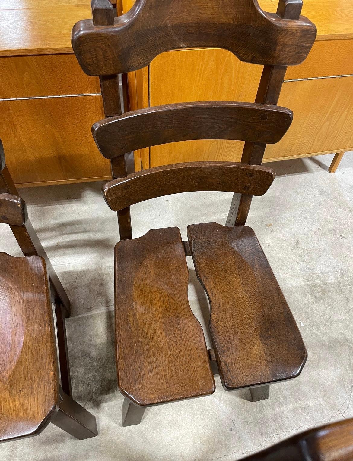 Brutalist Primitive Danish Oak Dining Scandinavian Chairs For Sale 4