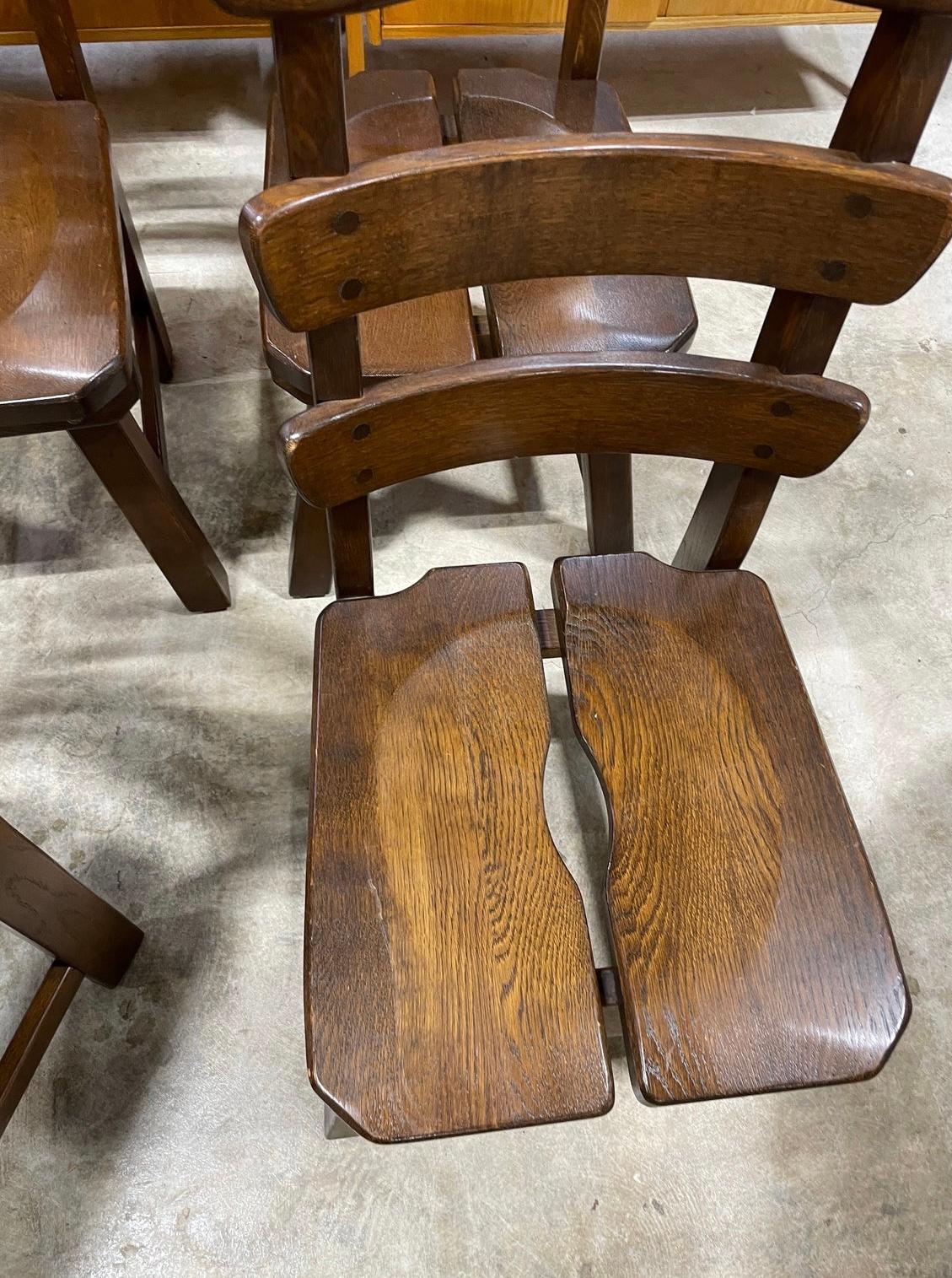 Brutalist Primitive Danish Oak Dining Scandinavian Chairs For Sale 5