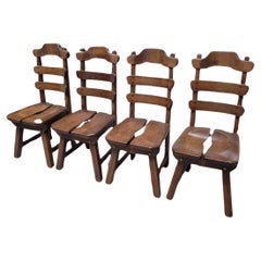 Retro Brutalist Primitive Danish Oak Dining Scandinavian Chairs