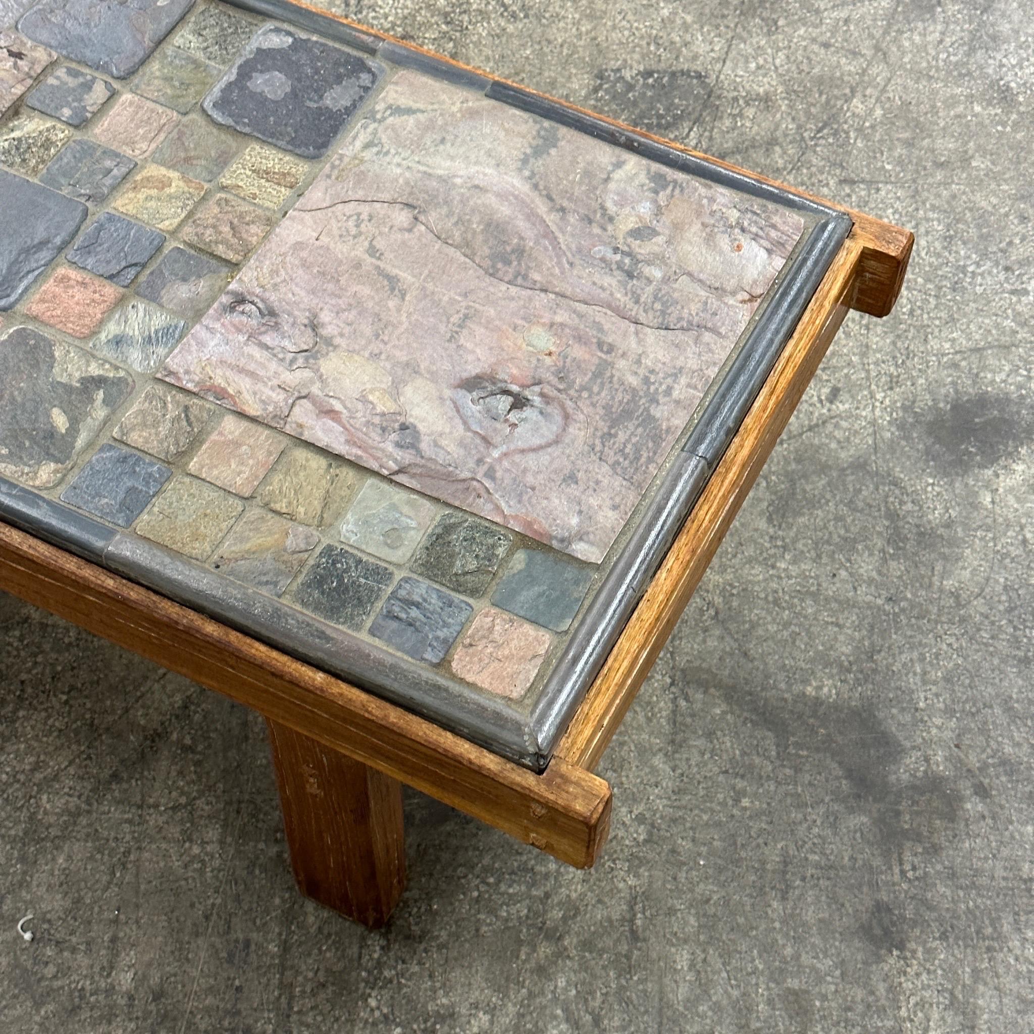 Brutalist Primitive Mosaic Stone Coffee Table For Sale 2
