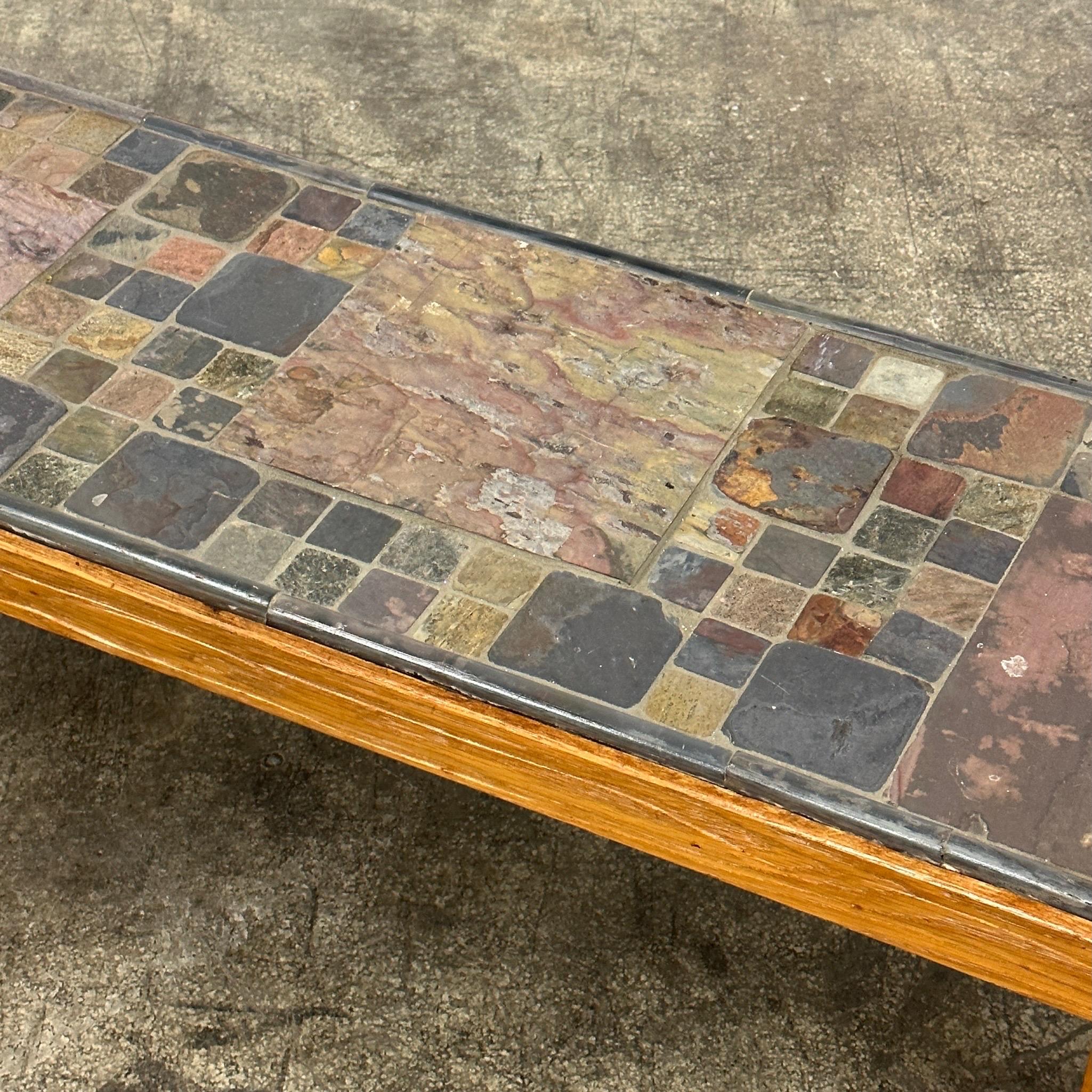 Brutalist Primitive Mosaic Stone Coffee Table For Sale 4