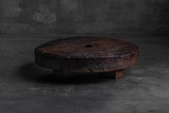 Brutalist Primitive Round Coffee Table, France, 19th Century