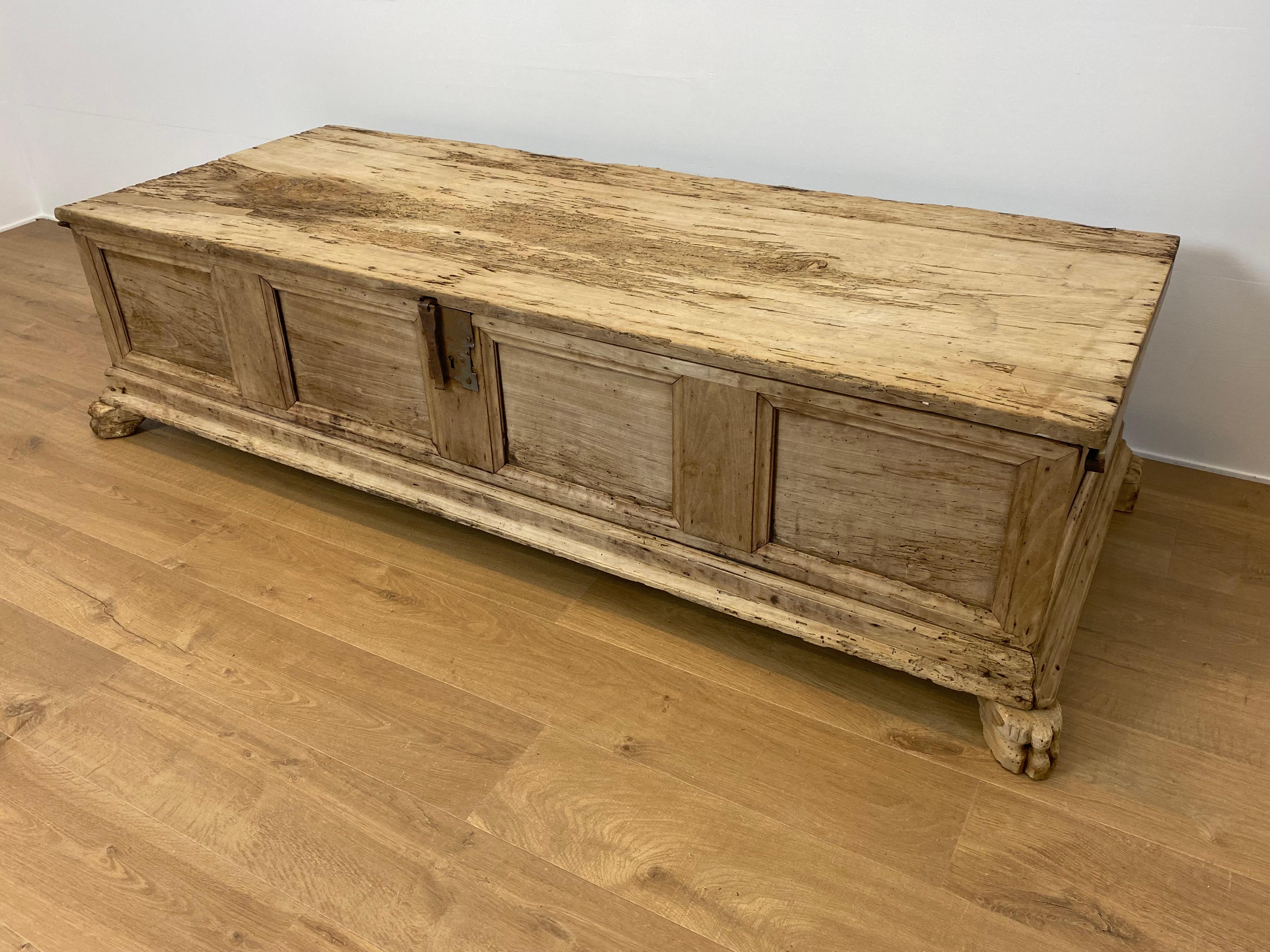 Late 19th Century Brutalist, Primitive Spanish Chest in a Bleached Wood For Sale