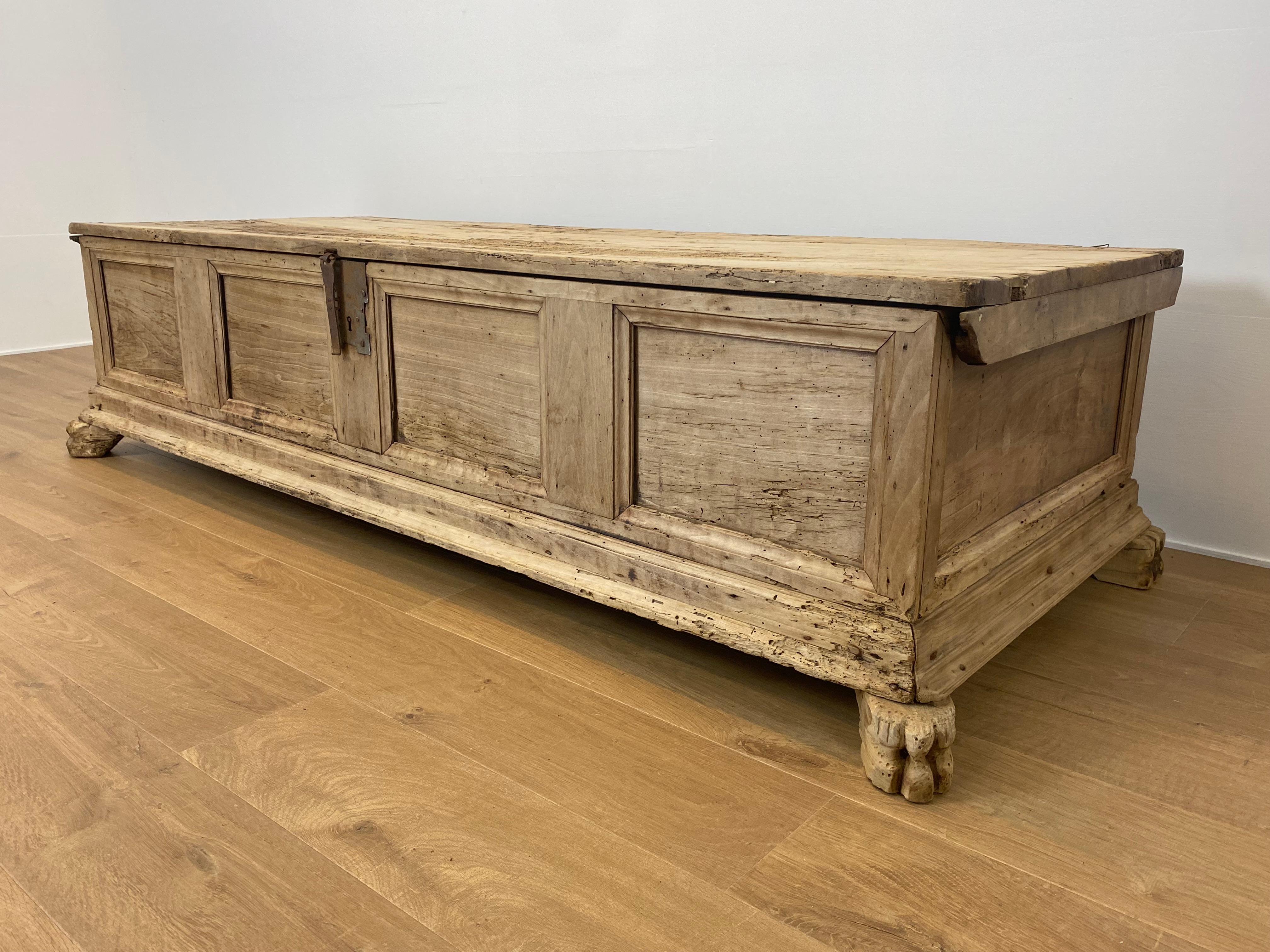 Brutalist, Primitive Spanish Chest in a Bleached Wood For Sale 1