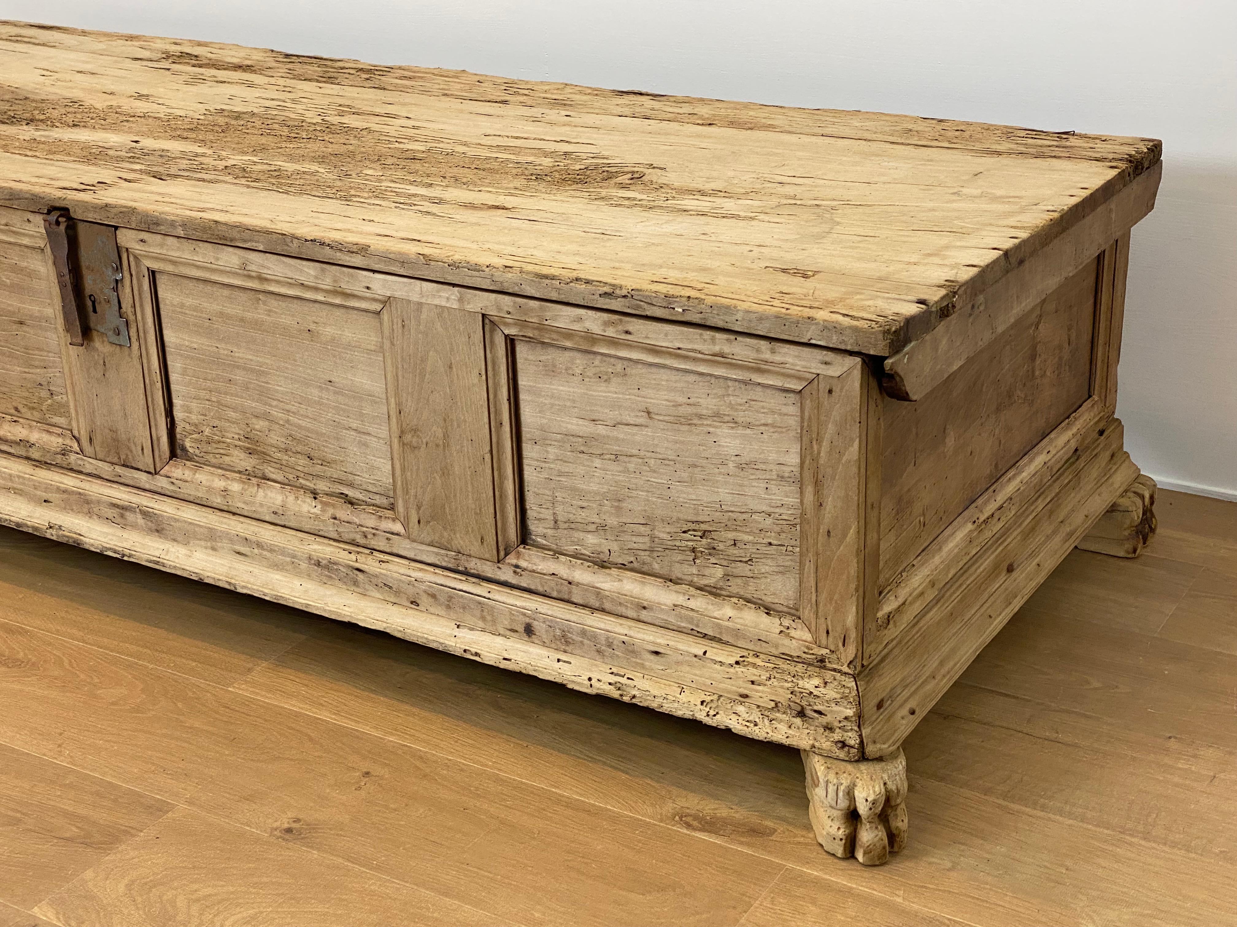 Brutalist, Primitive Spanish Chest in a Bleached Wood For Sale 5
