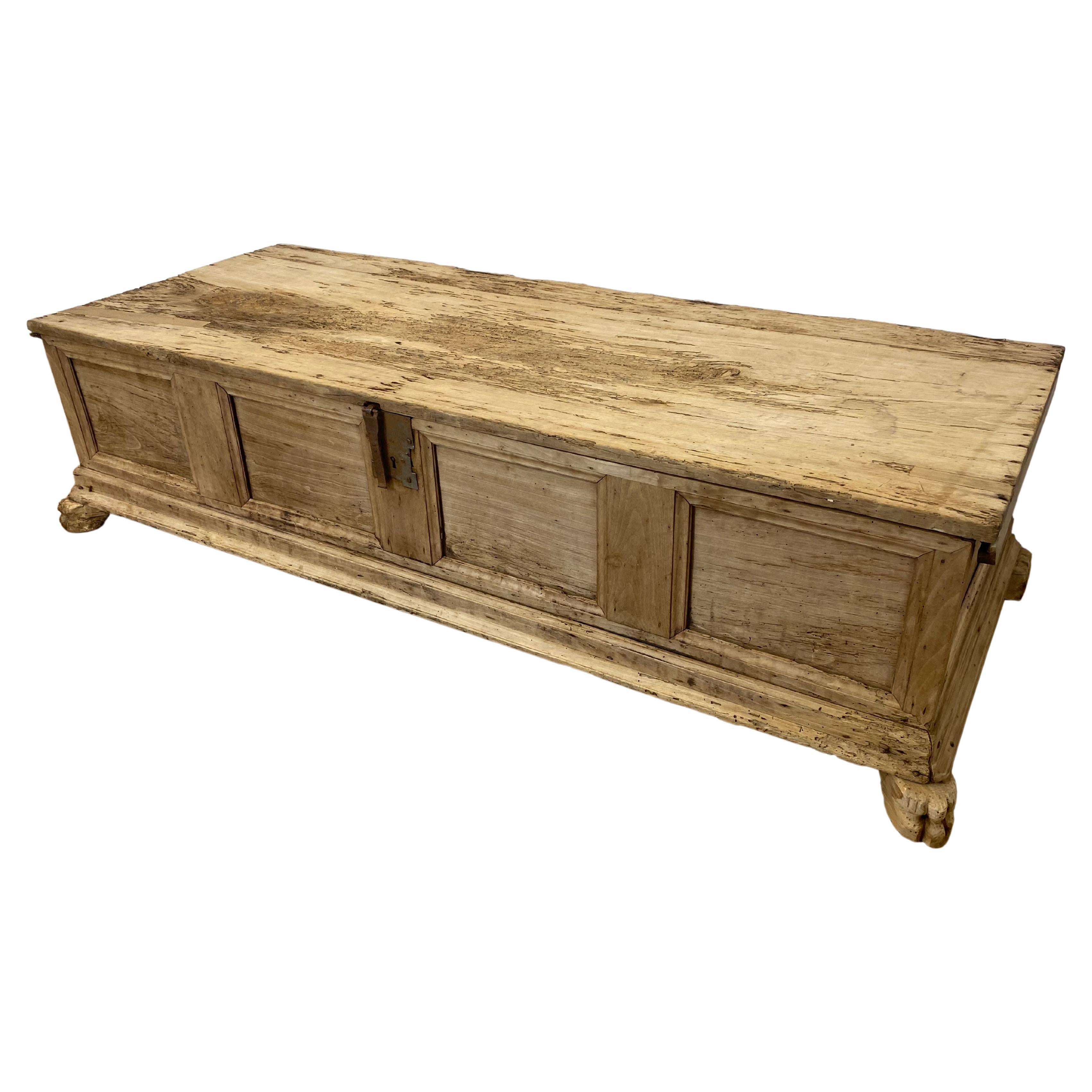 Brutalist, Primitive Spanish Chest in a Bleached Wood