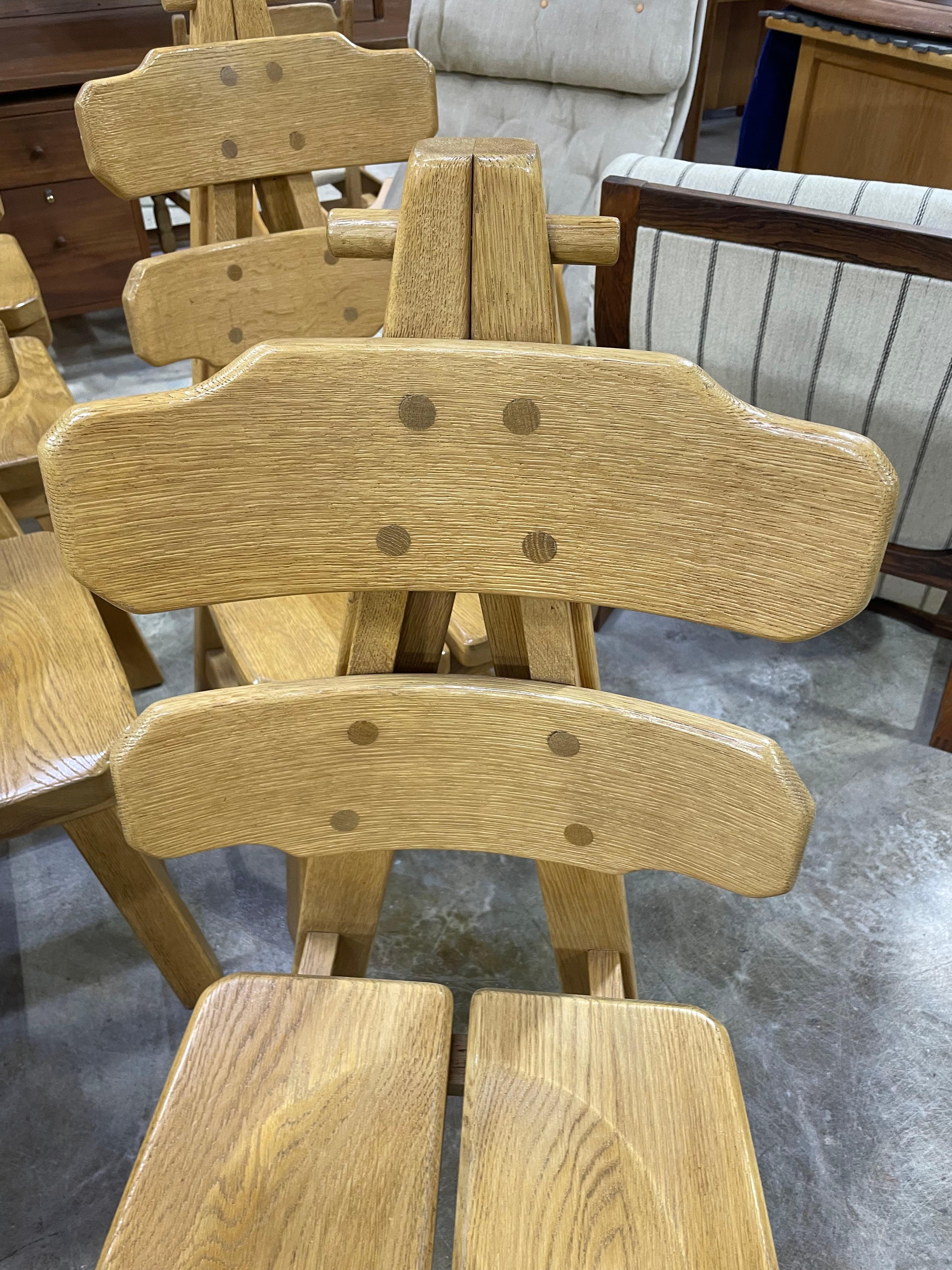 Brutalist Primitive Spanish Oak Rustic Dining Chairs In Good Condition For Sale In Fort Lauderdale, FL
