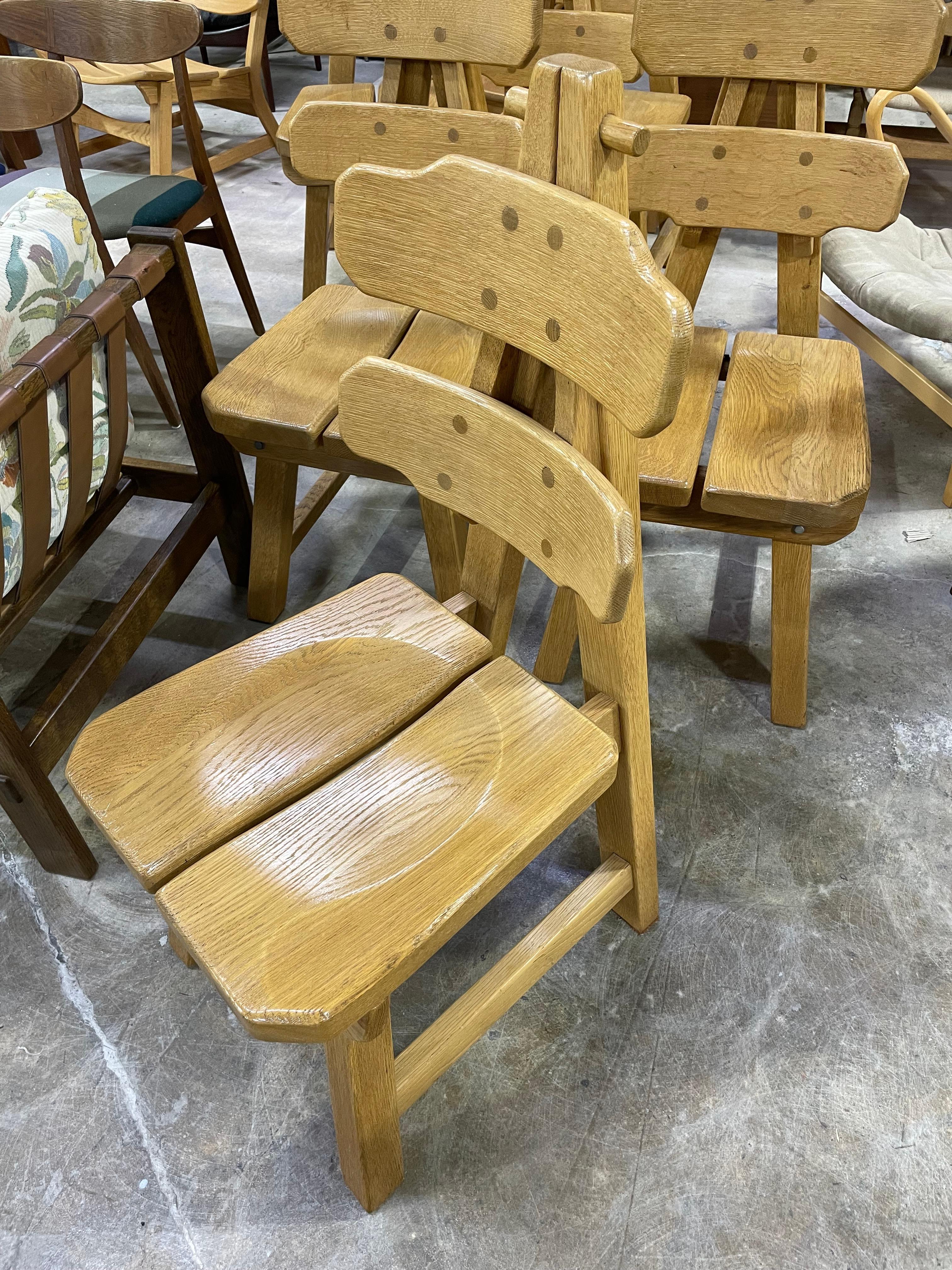 Brutalist Primitive Spanish Oak Rustic Dining Chairs For Sale 2
