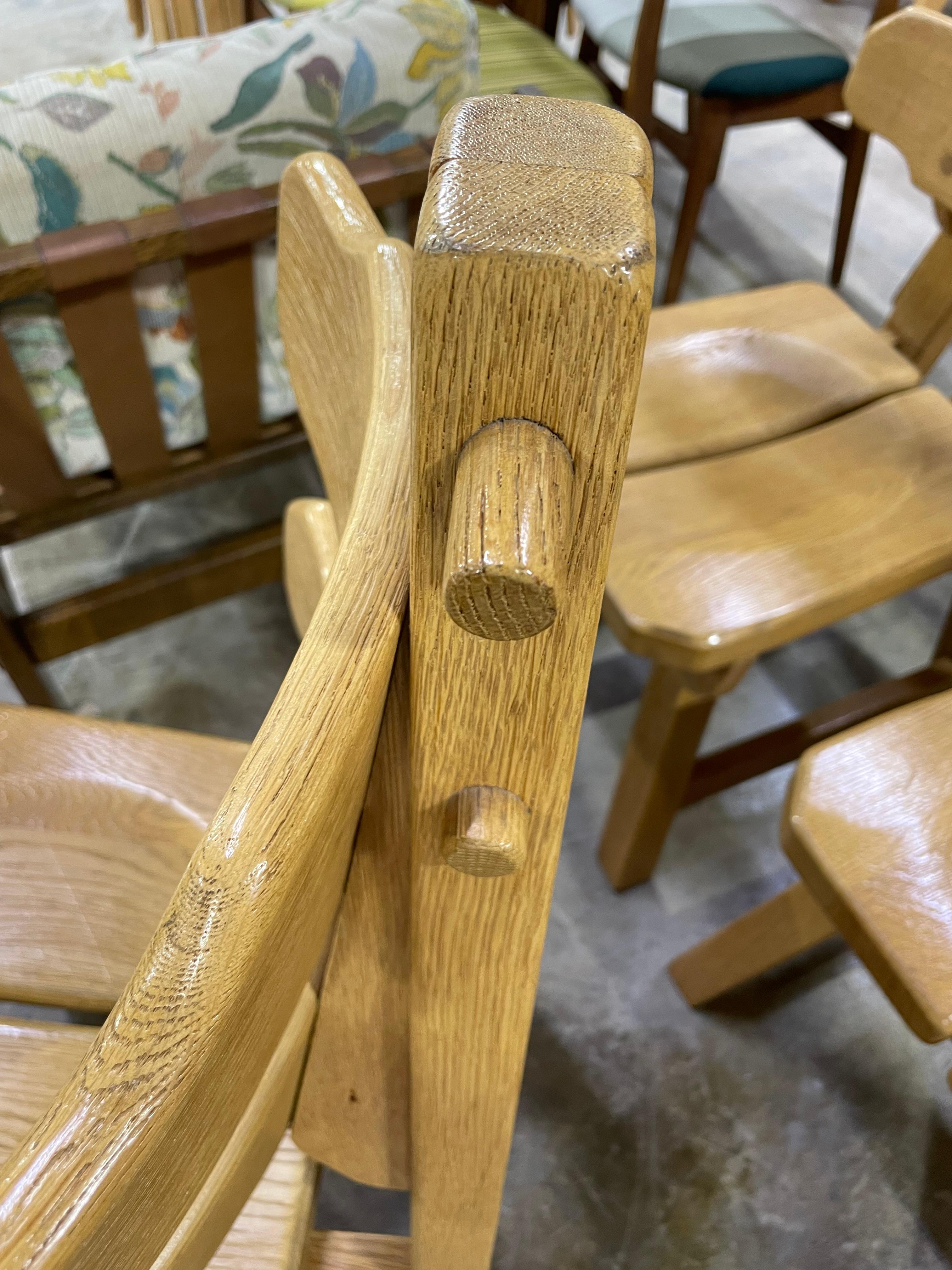 Brutalist Primitive Spanish Oak Rustic Dining Chairs For Sale 5