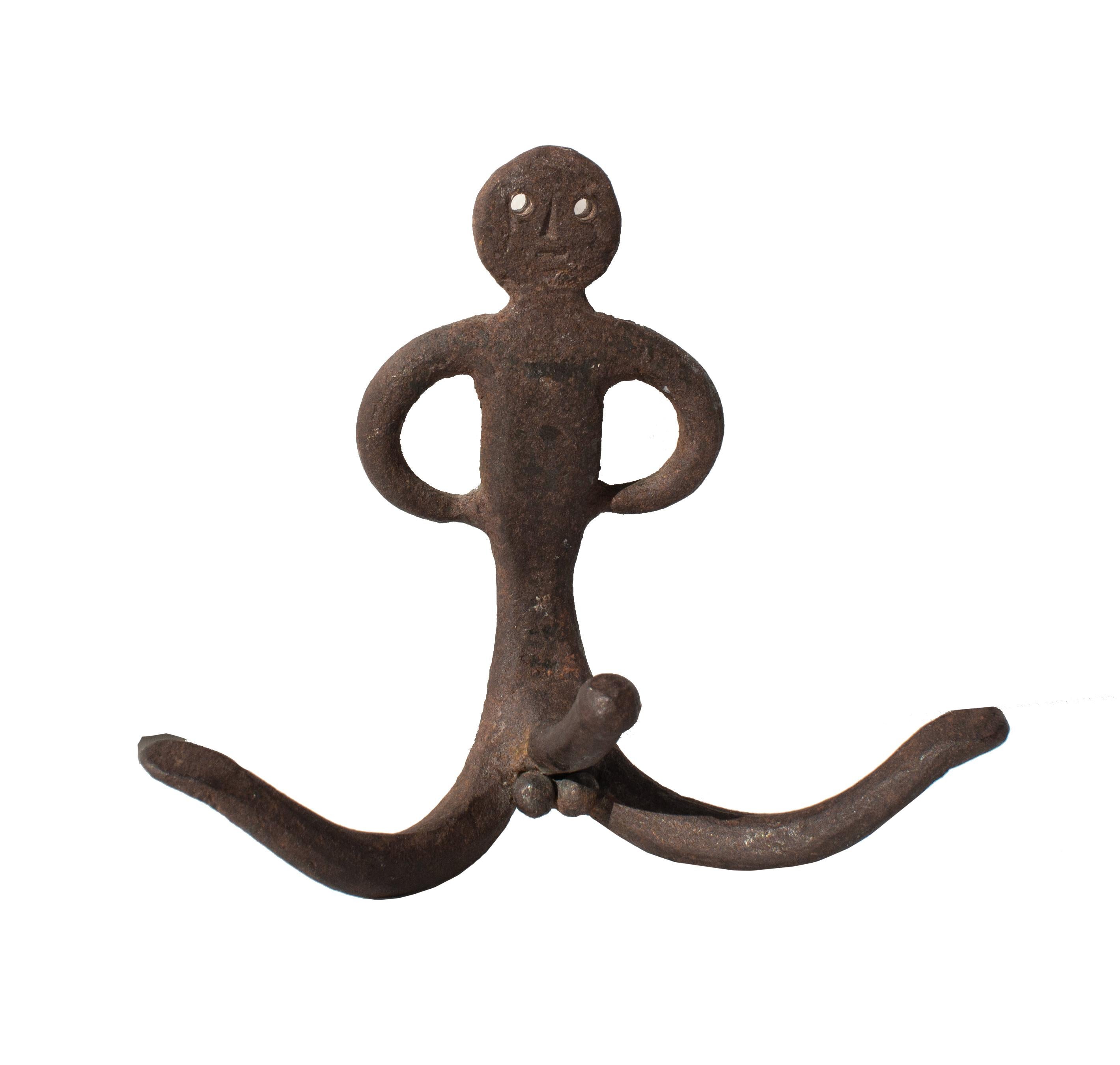 Te iron clothes hook was forged by Erik Höglund, (1932-1998), in his Studio during 1960s. The hanger was intended as a studio piece. 
Erik Höglund's work has been exhibited around the world and has had a significant impact on Swedish and