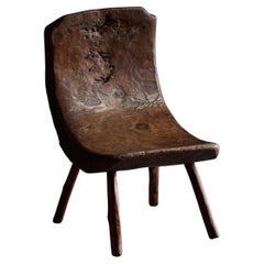Brutalist Pyrenean Monoxyle Stool, France, 1950s
