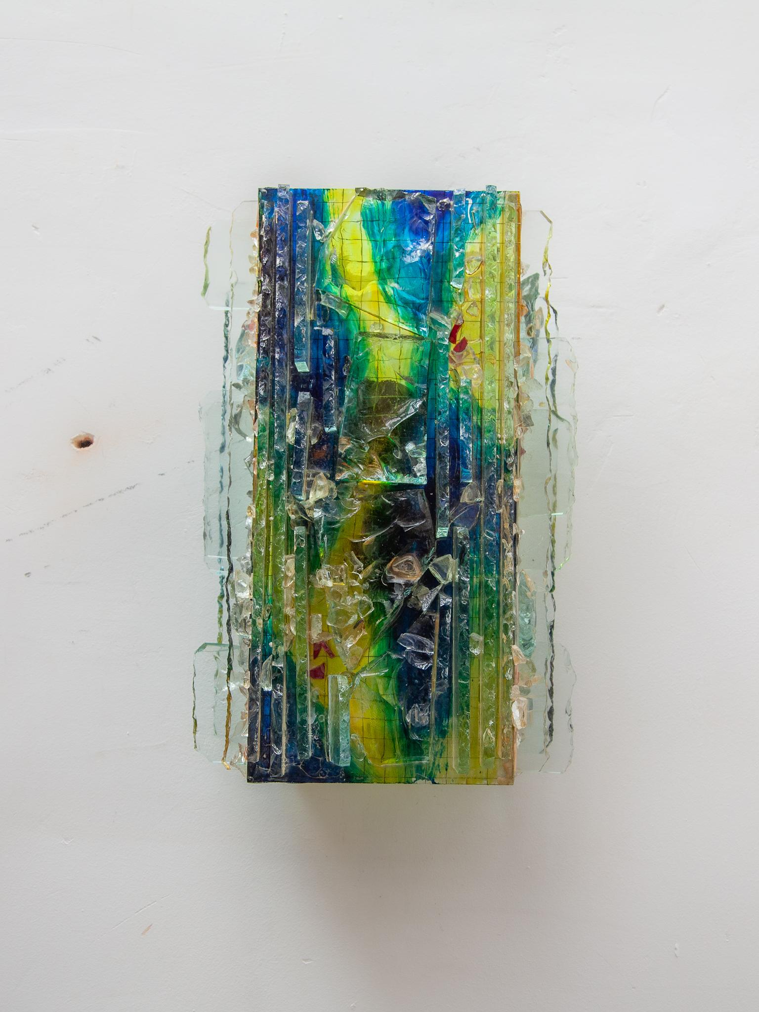 Lámpara Brutalista Raak de W. van Oyen, 1960 Vidrio artístico, verde y azul Holandés en venta
