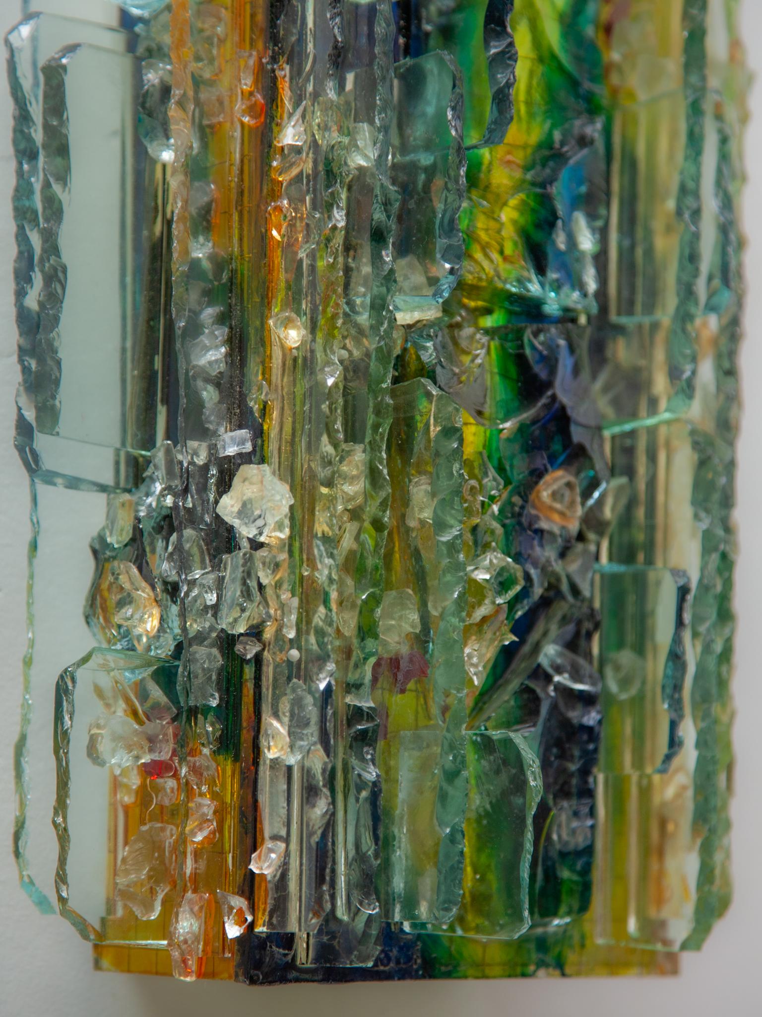 Lámpara Brutalista Raak de W. van Oyen, 1960 Vidrio artístico, verde y azul mediados del siglo XX en venta