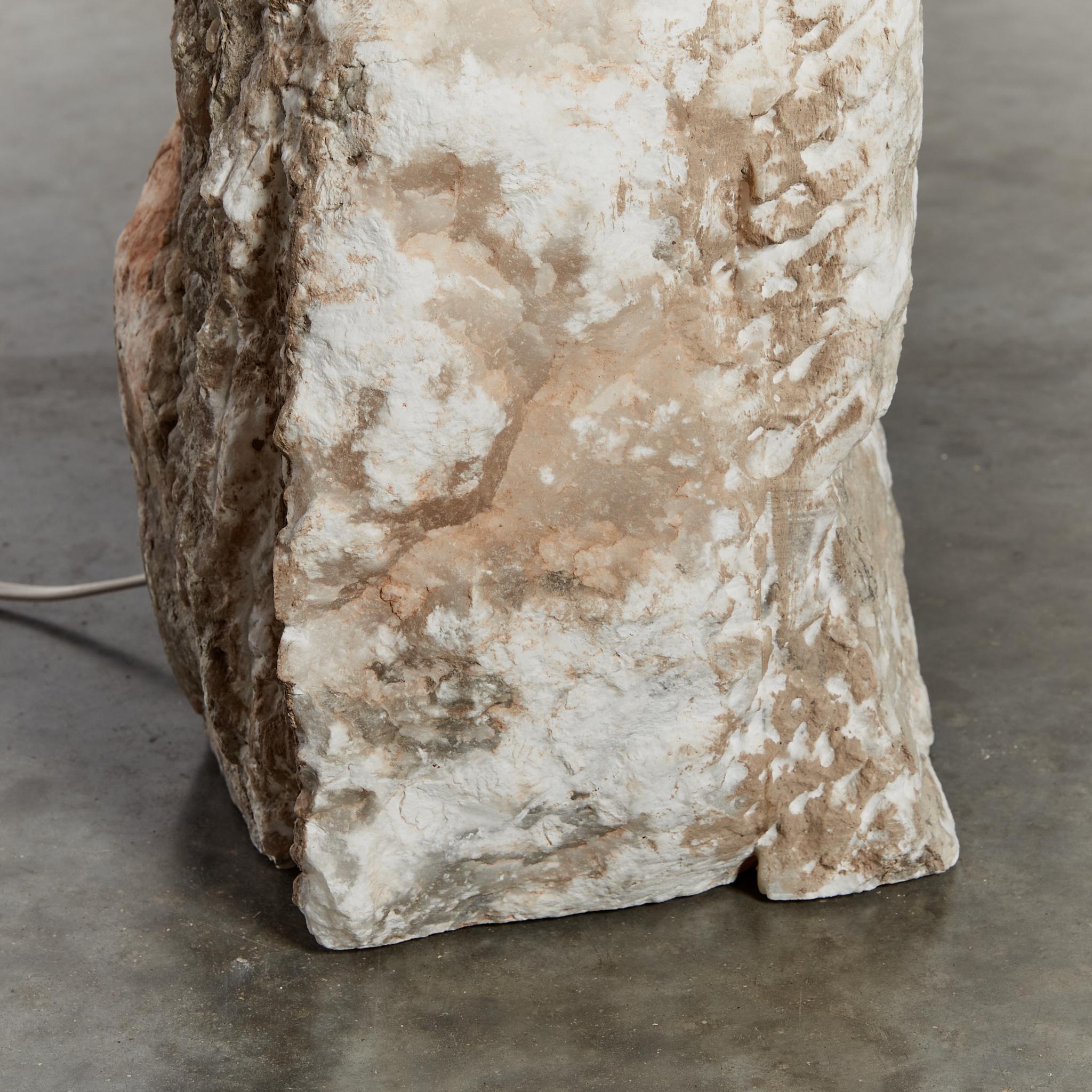 Brutalist raw edge alabaster statement column table lamp 5