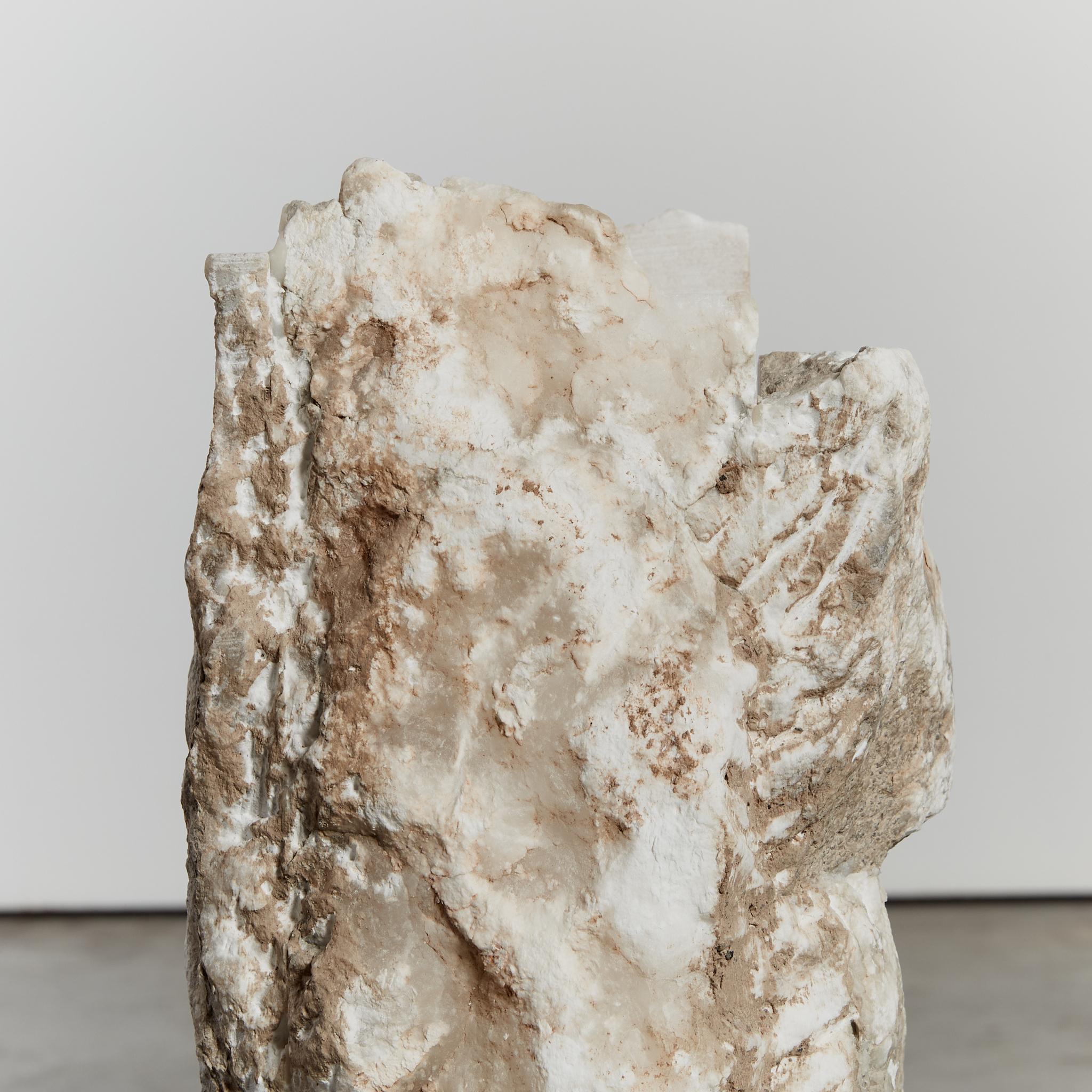 Brutalist raw edge alabaster statement column table lamp 6