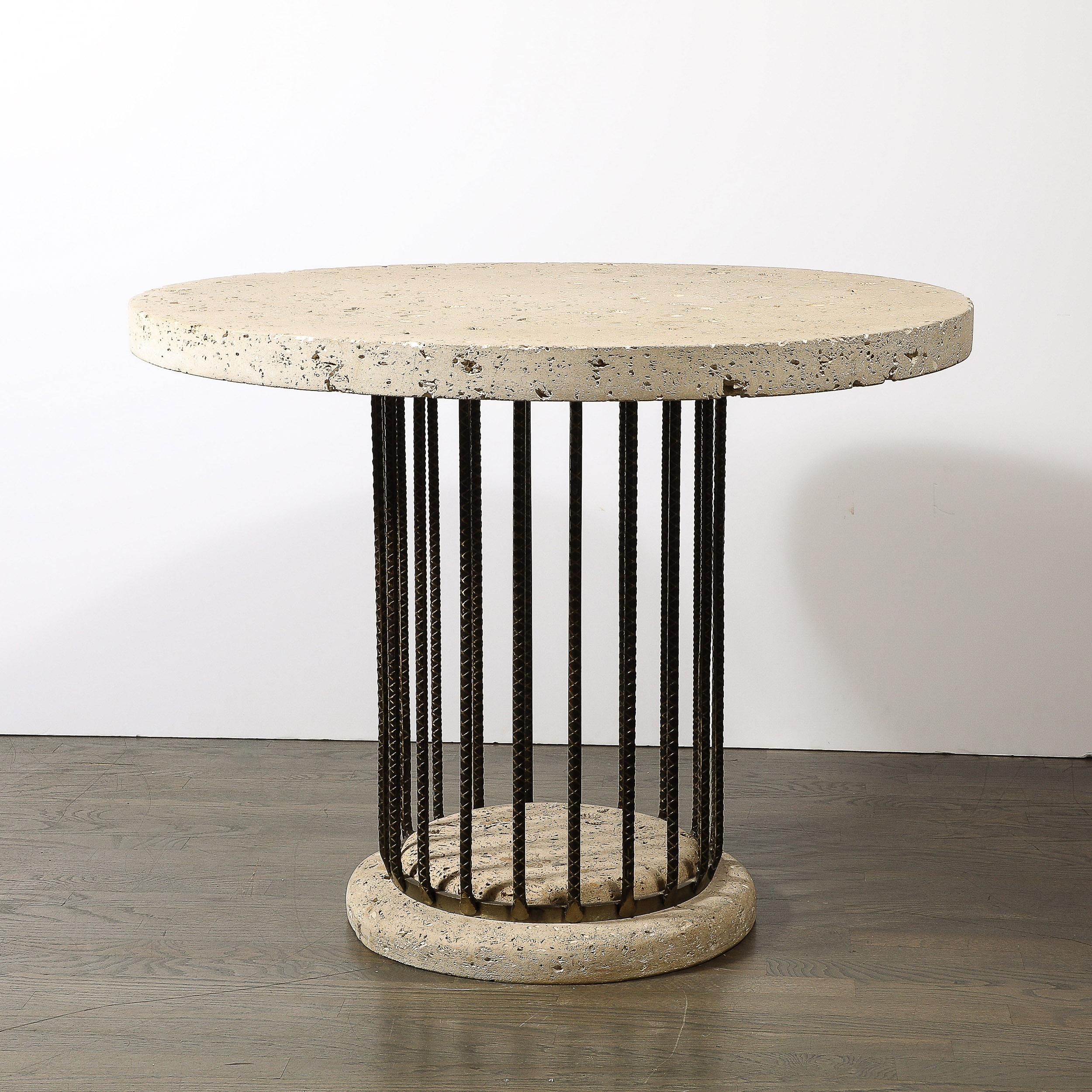 Brutalist Rebar and Fossilized Limestone Dining Table For Sale 5