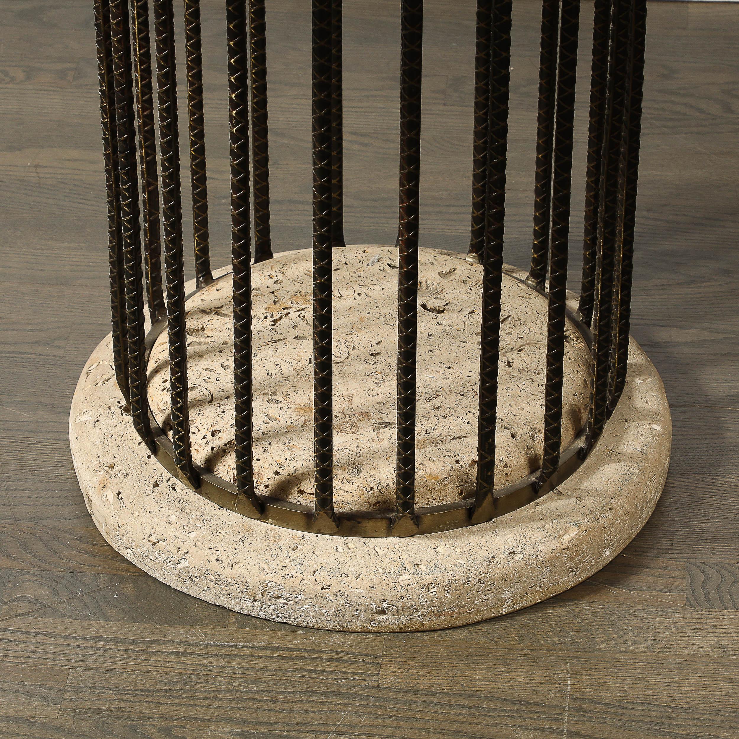 Brutalist Rebar and Fossilized Limestone Dining Table For Sale 7
