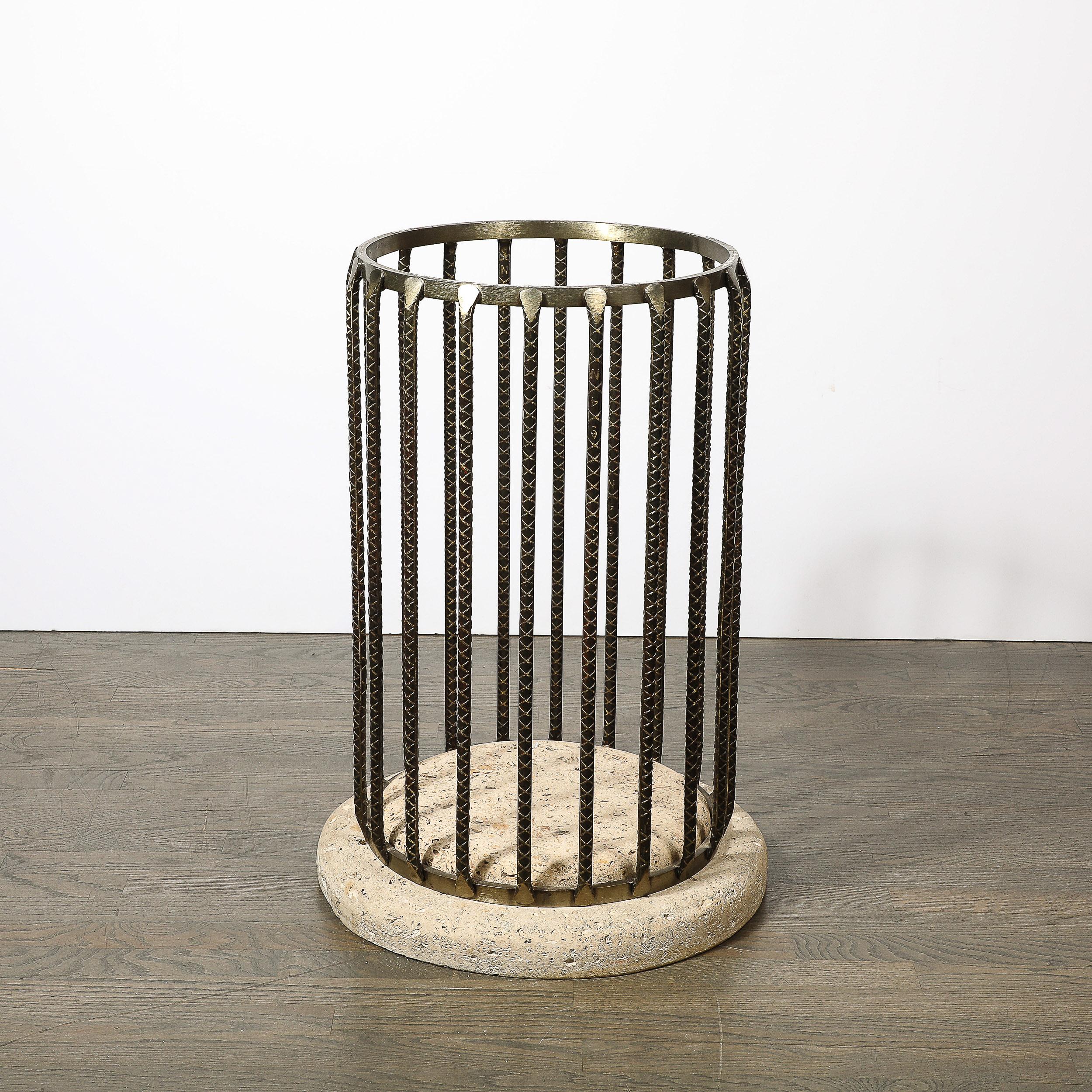Brutalist Rebar and Fossilized Limestone Dining Table For Sale 9
