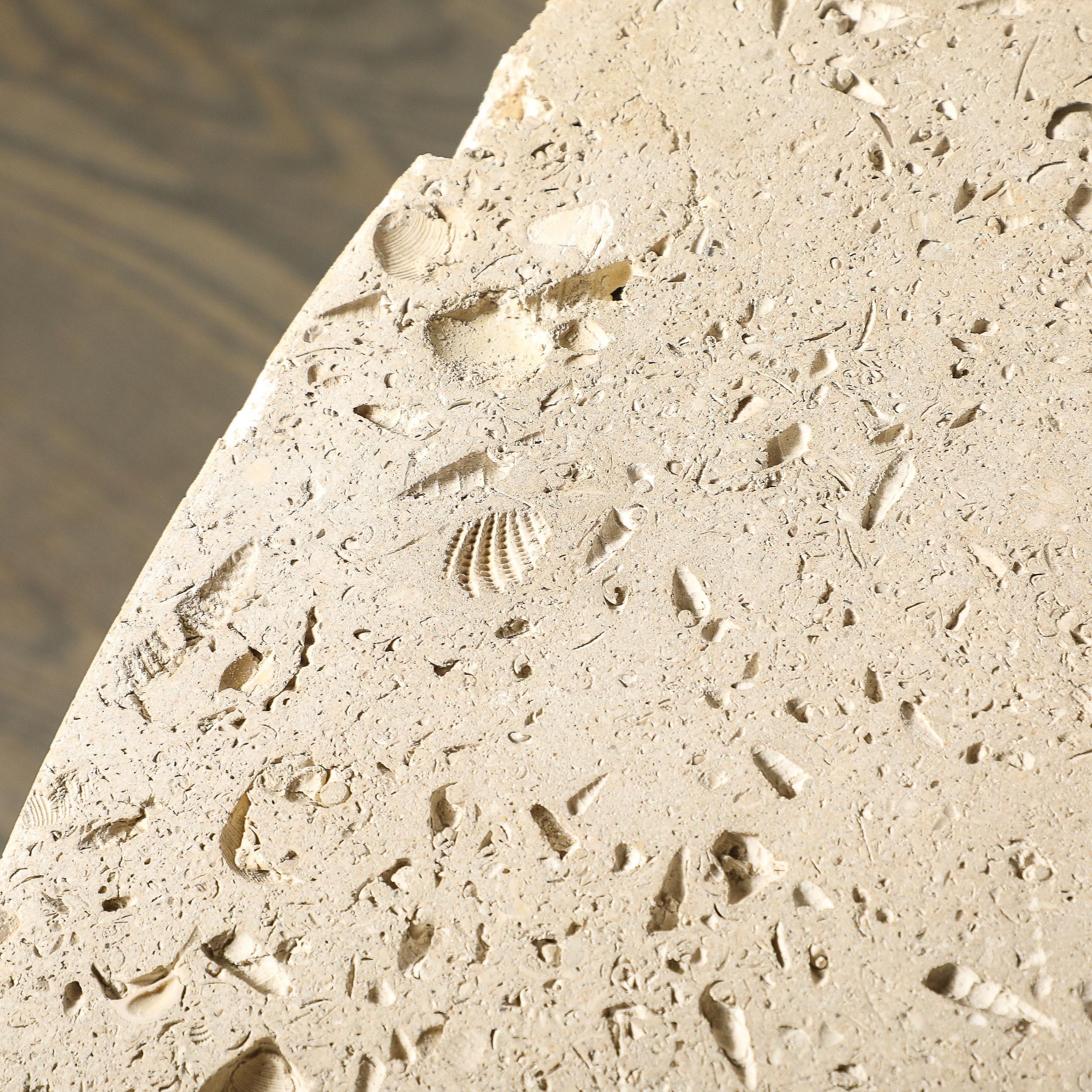 Brutalist Rebar and Fossilized Limestone Dining Table For Sale 1
