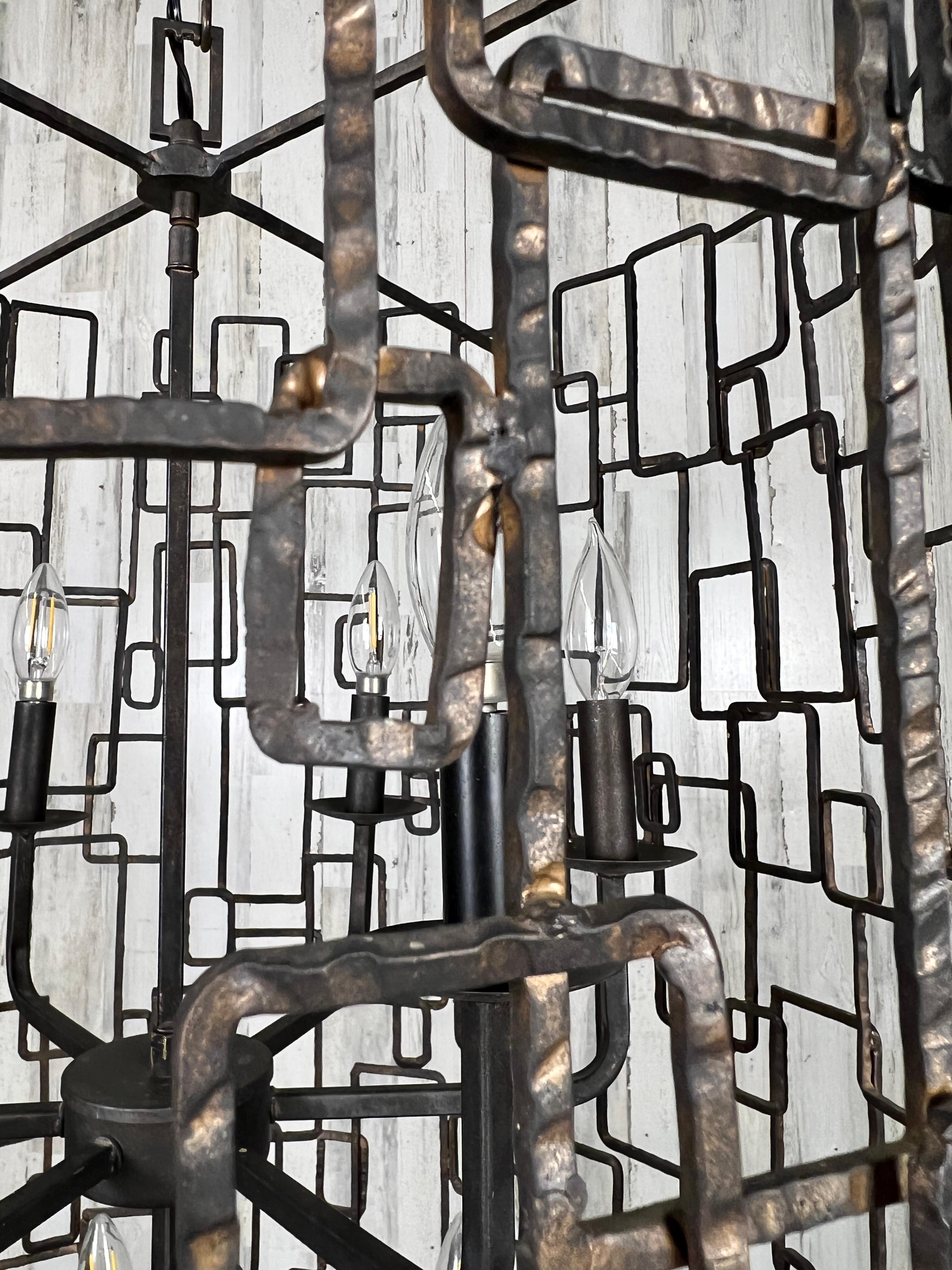 Brutalist Rectangle Link Foyer Chandelier  For Sale 2