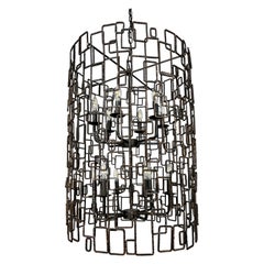 Brutalist Rectangle Link Foyer Chandelier