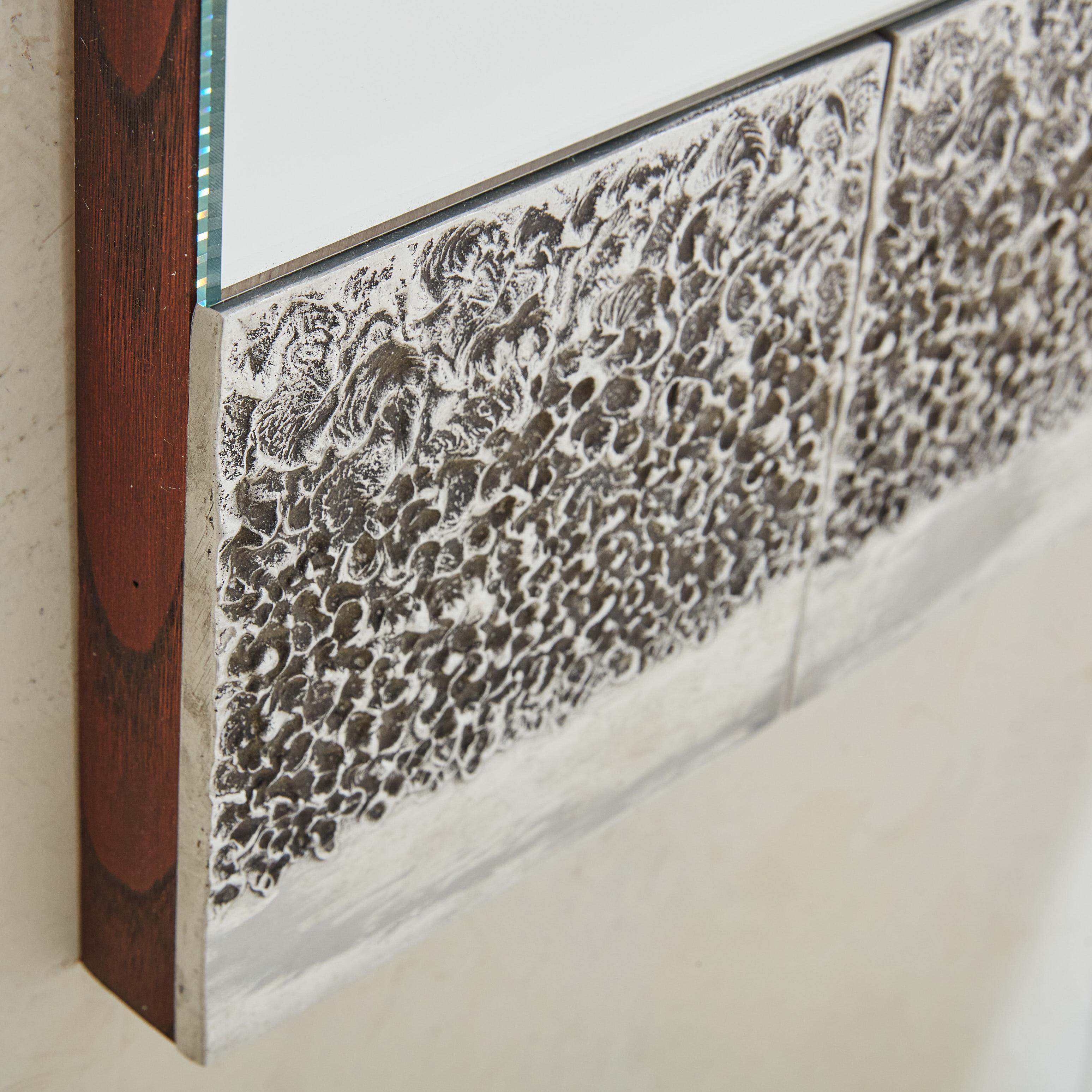 Fin du 20e siècle Miroir rectangulaire brutaliste dans le style de Bianca Garinei en vente