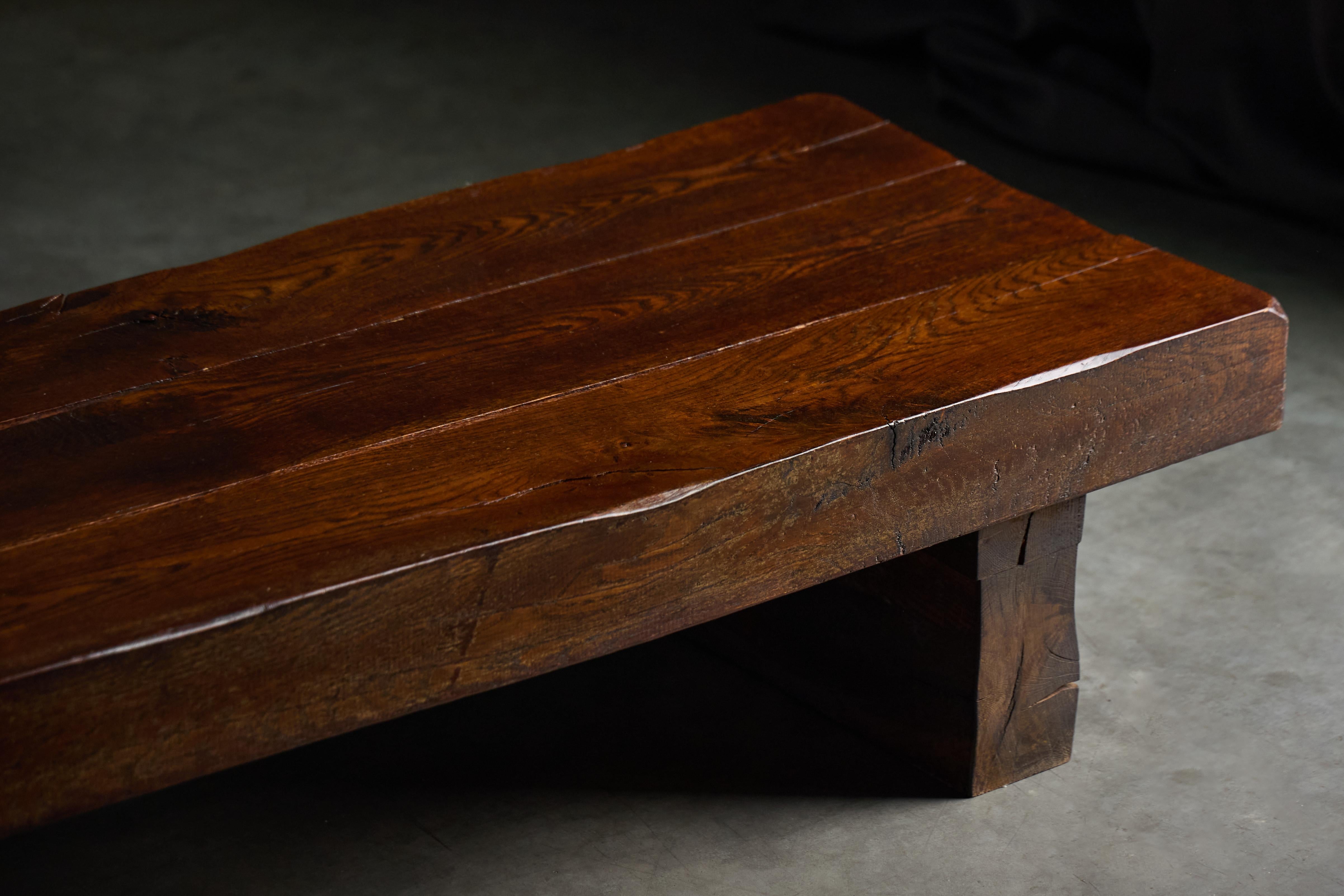 Brutalist Rectangular Coffee Table, France, 1950s For Sale 5