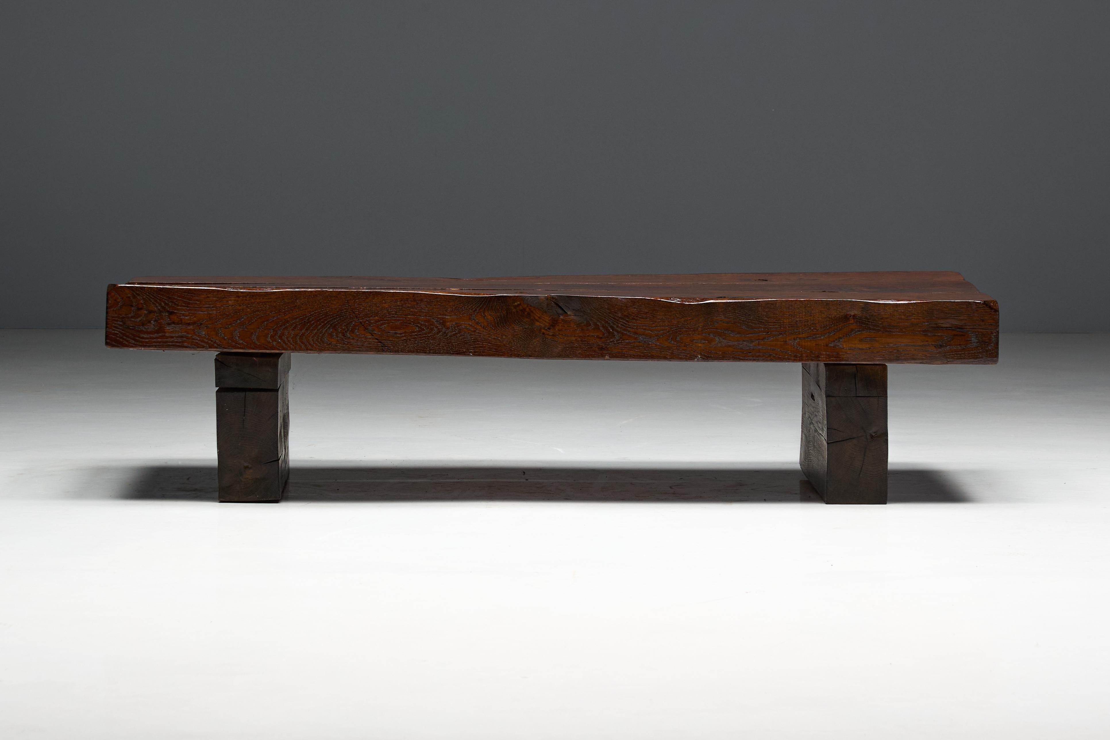 Brutalist Rectangular Coffee Table, France, 1950s For Sale 8