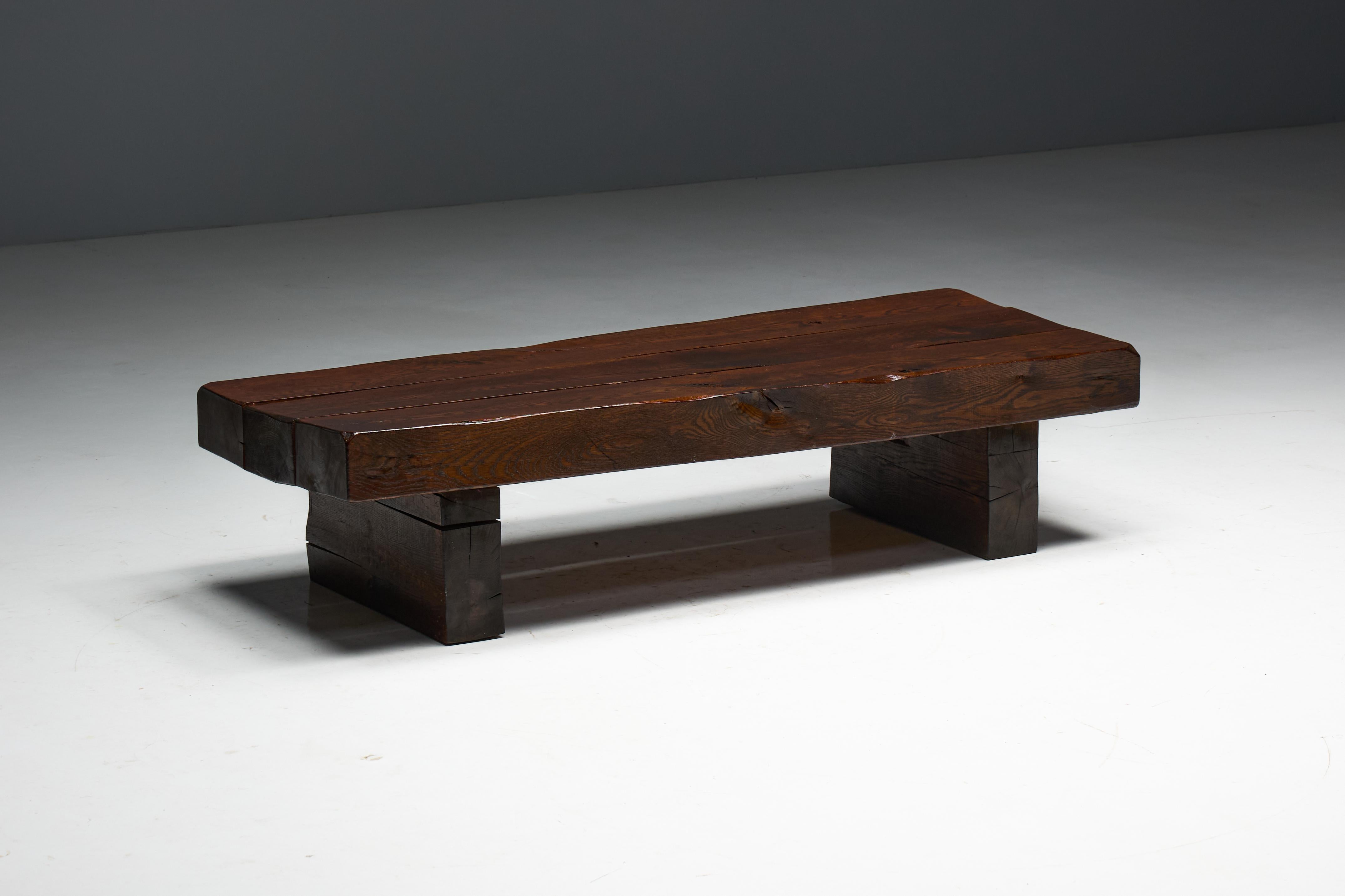 Brutalist Rectangular Coffee Table, France, 1950s For Sale 11