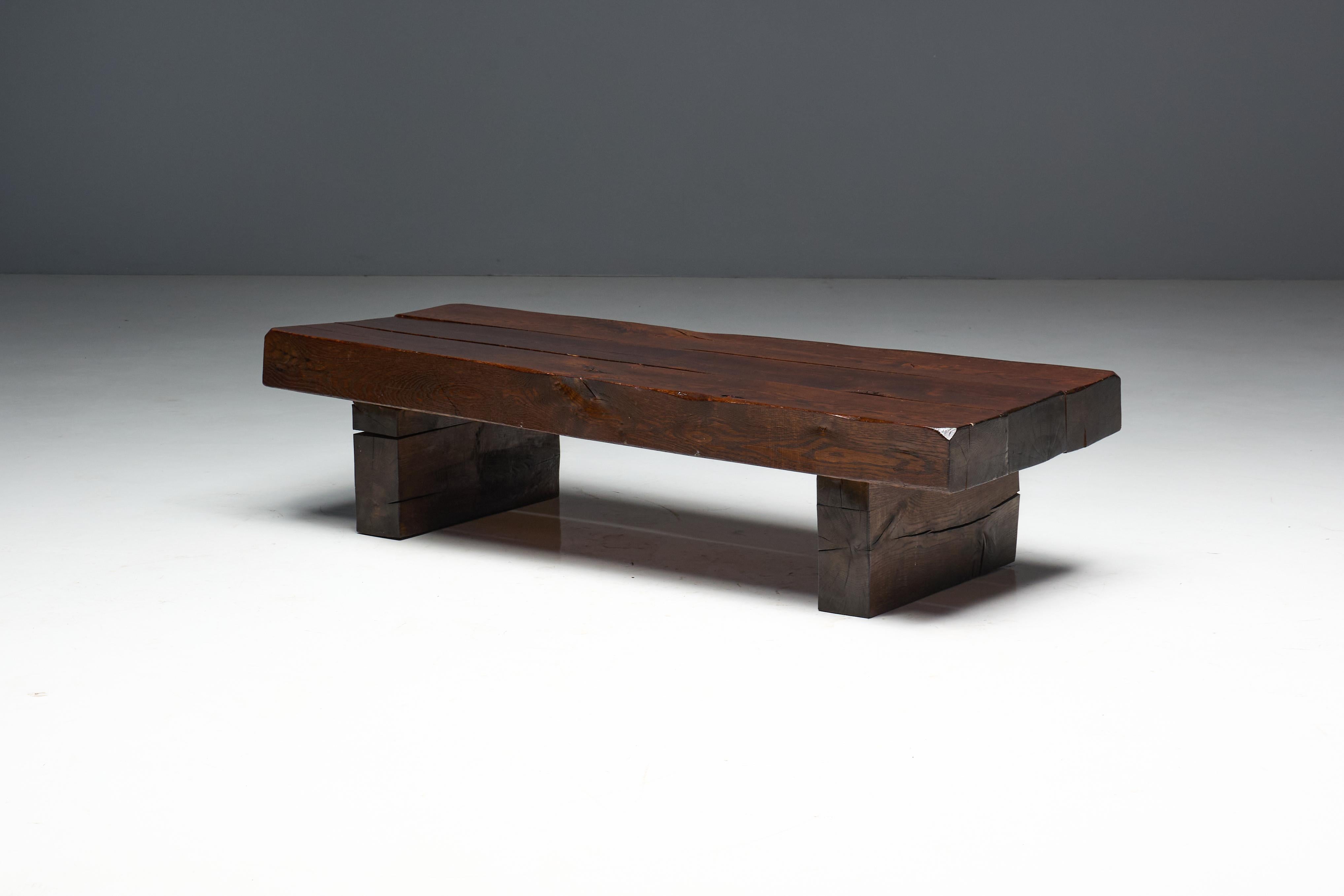 Brutalist Rectangular Coffee Table, France, 1950s For Sale 12