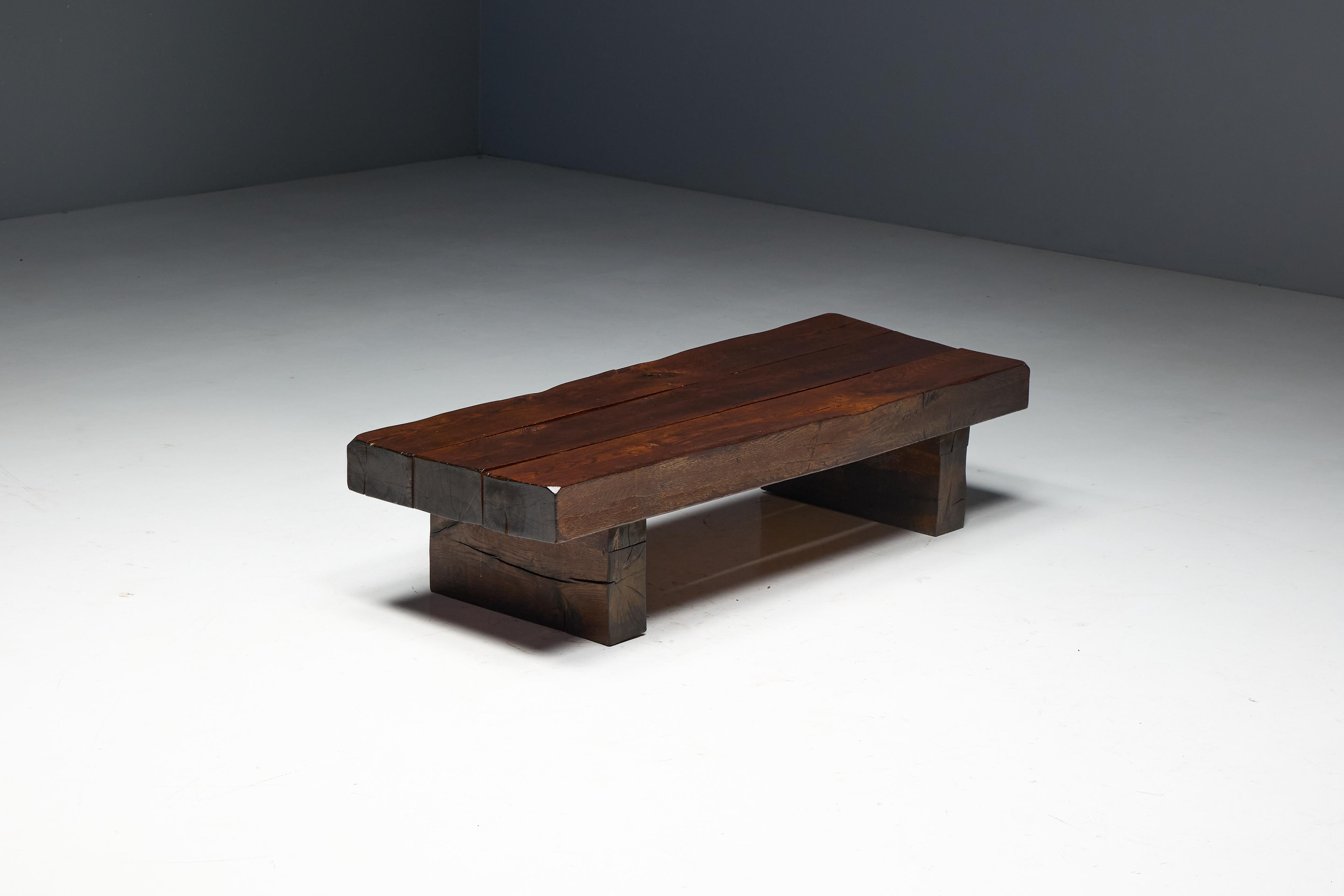 Brutalist Rectangular Coffee Table, France, 1950s For Sale 13