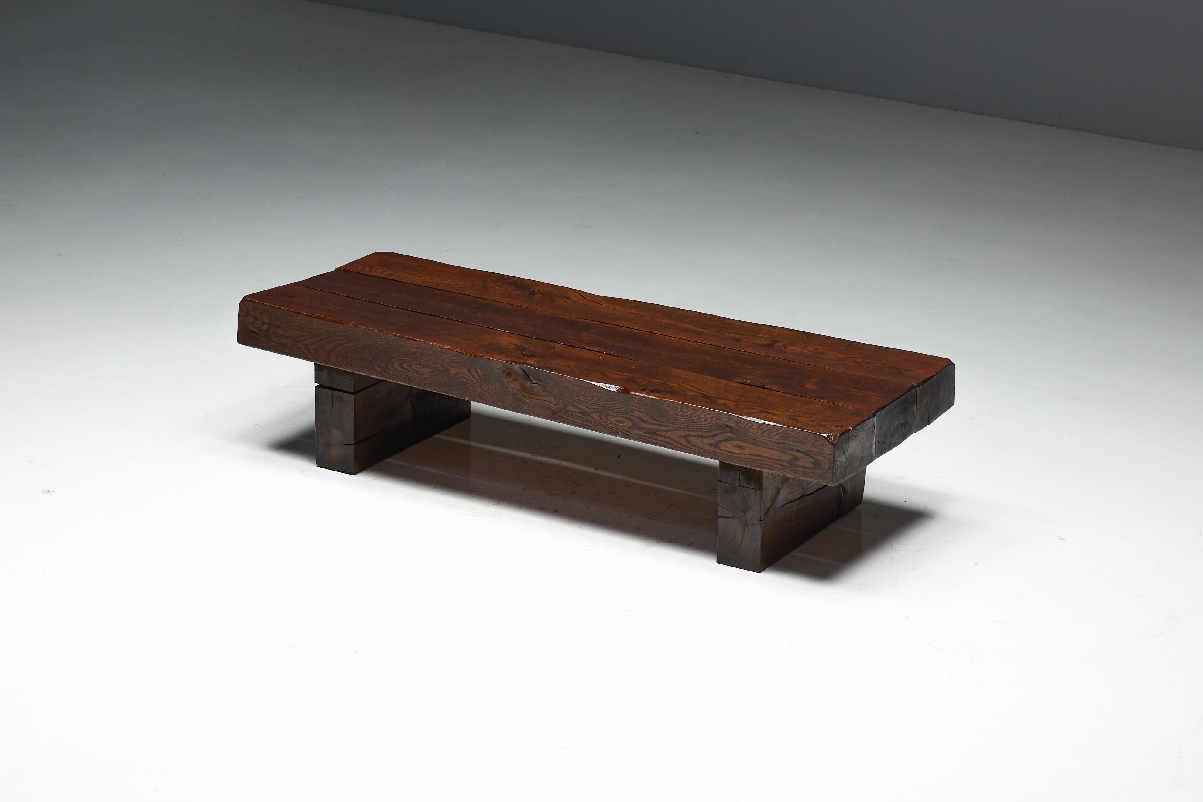 French Brutalist Rectangular Coffee Table, France, 1950s For Sale