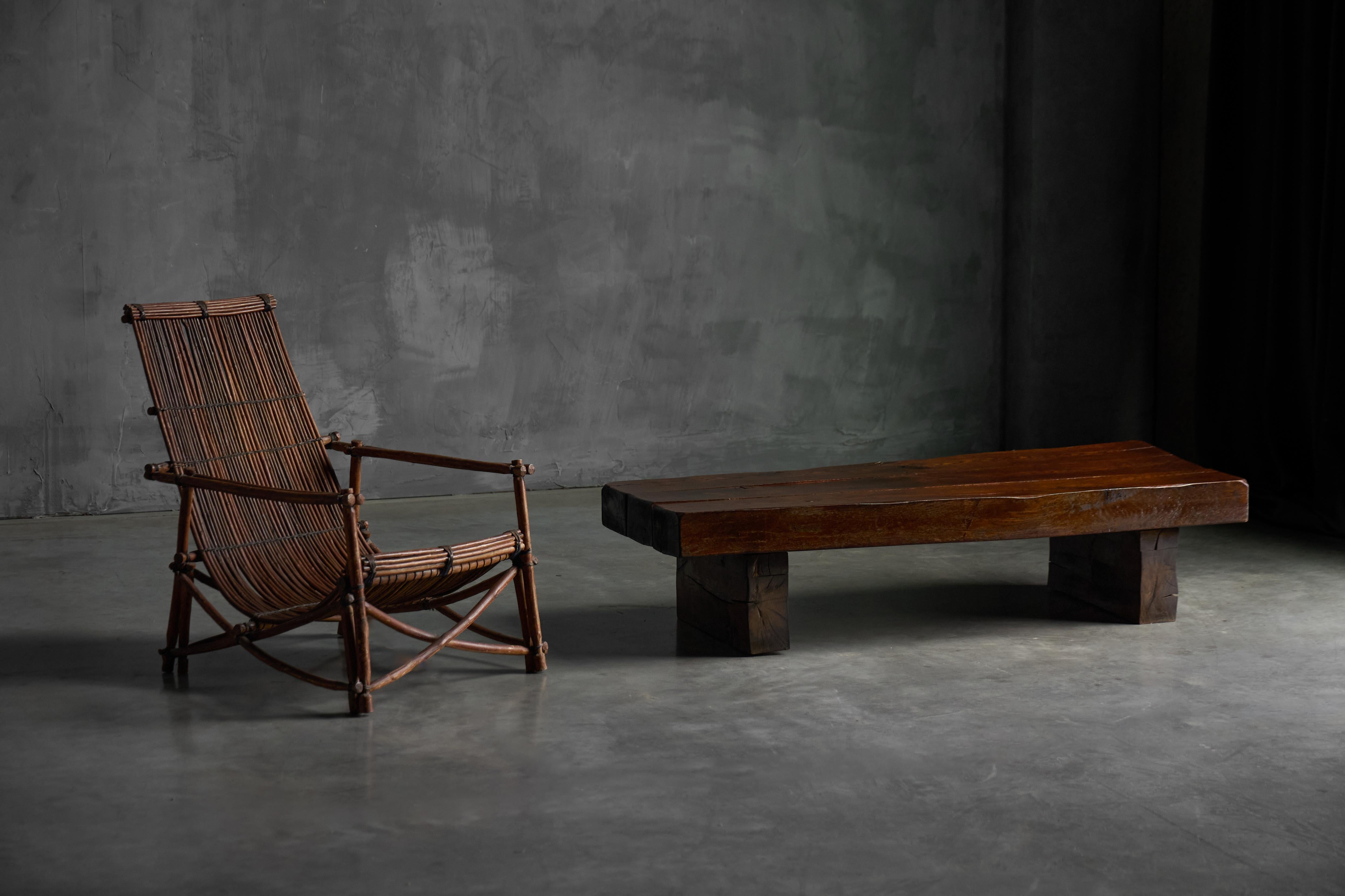 Brutalist Rectangular Coffee Table, France, 1950s For Sale 1