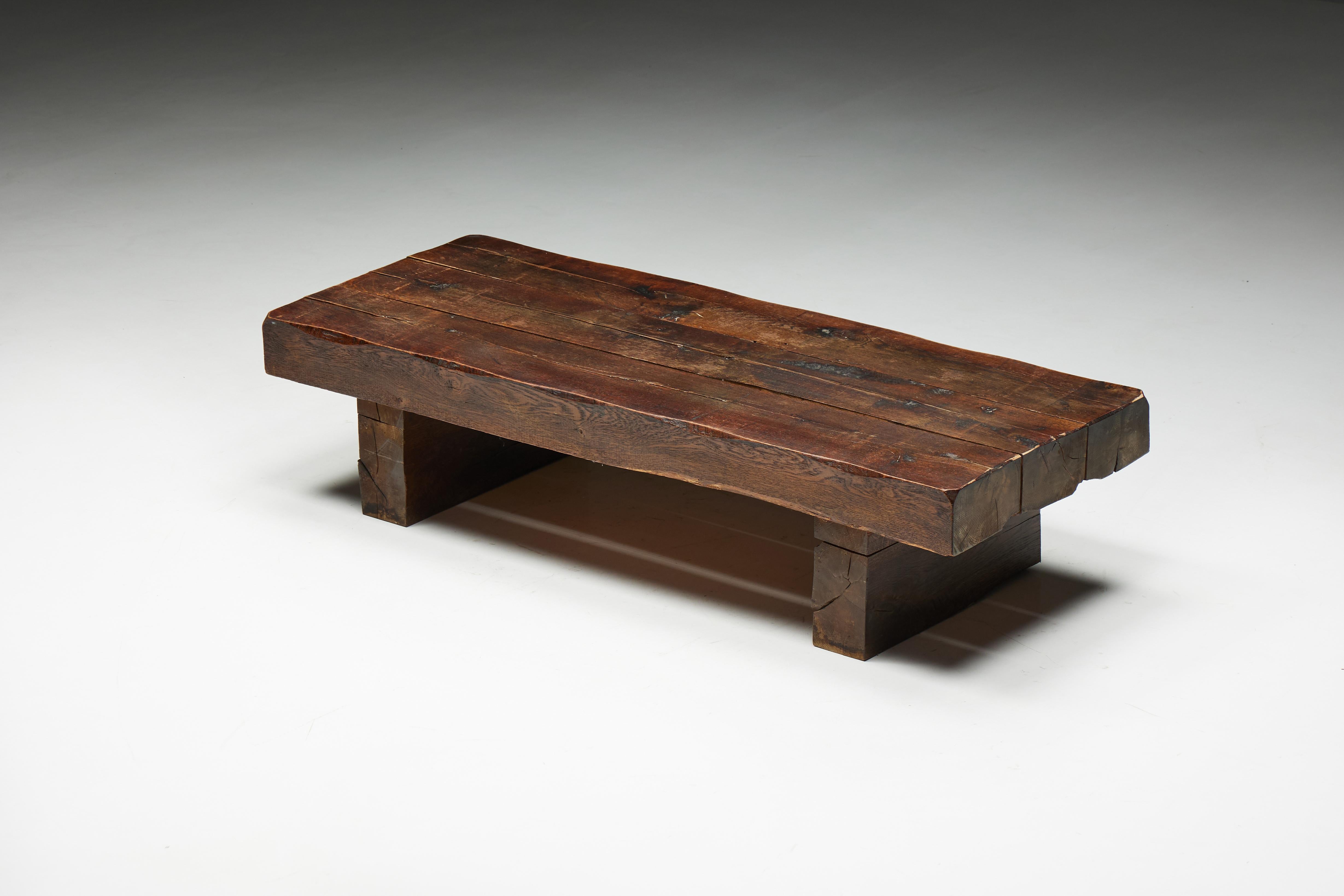 Brutalist Rectangular Coffee Table, France, 1950s For Sale 2